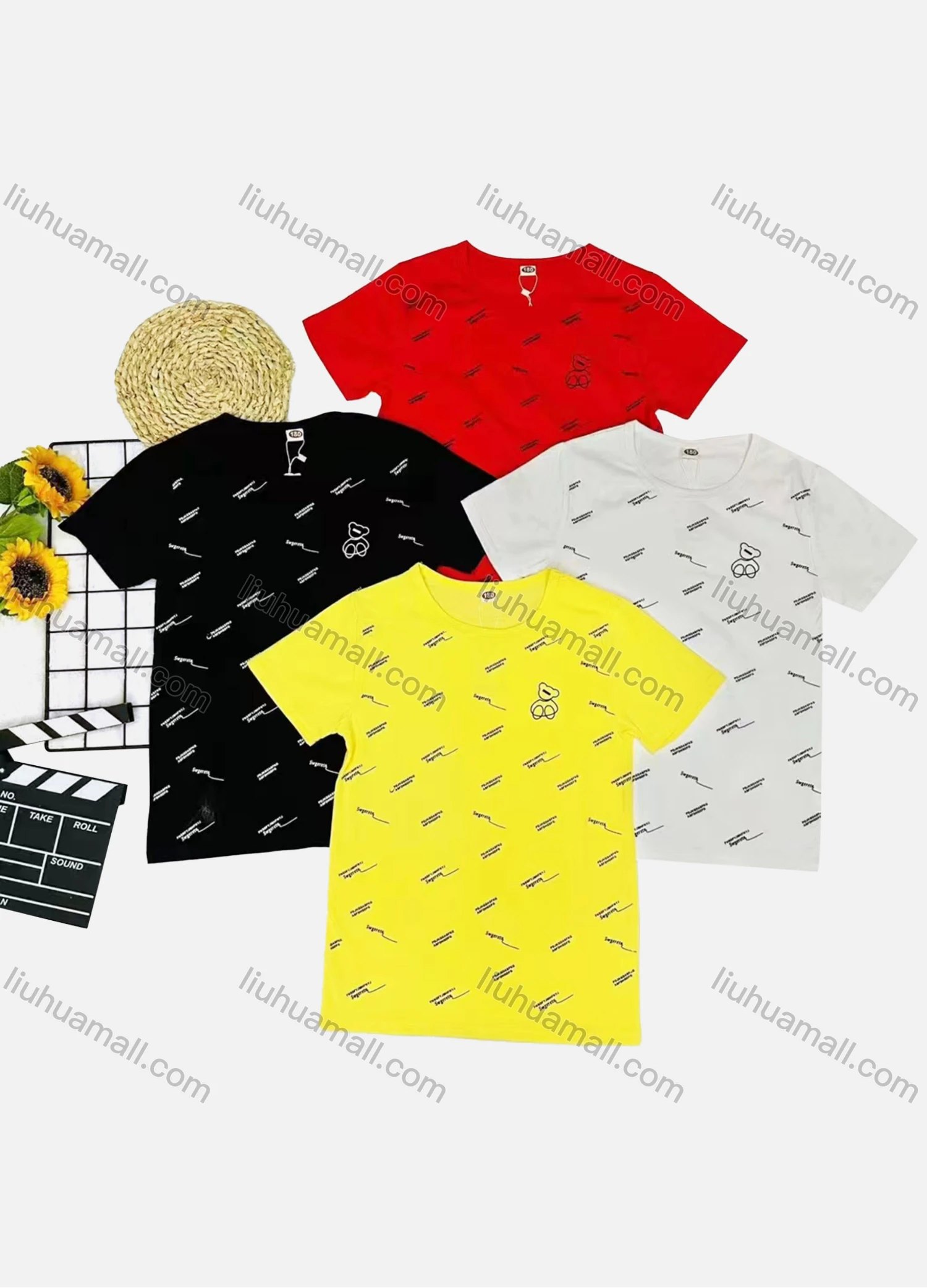 Wholesale Boy's Casual Allover Print Round Neck Short Sleeve Tee - Liuhuamall