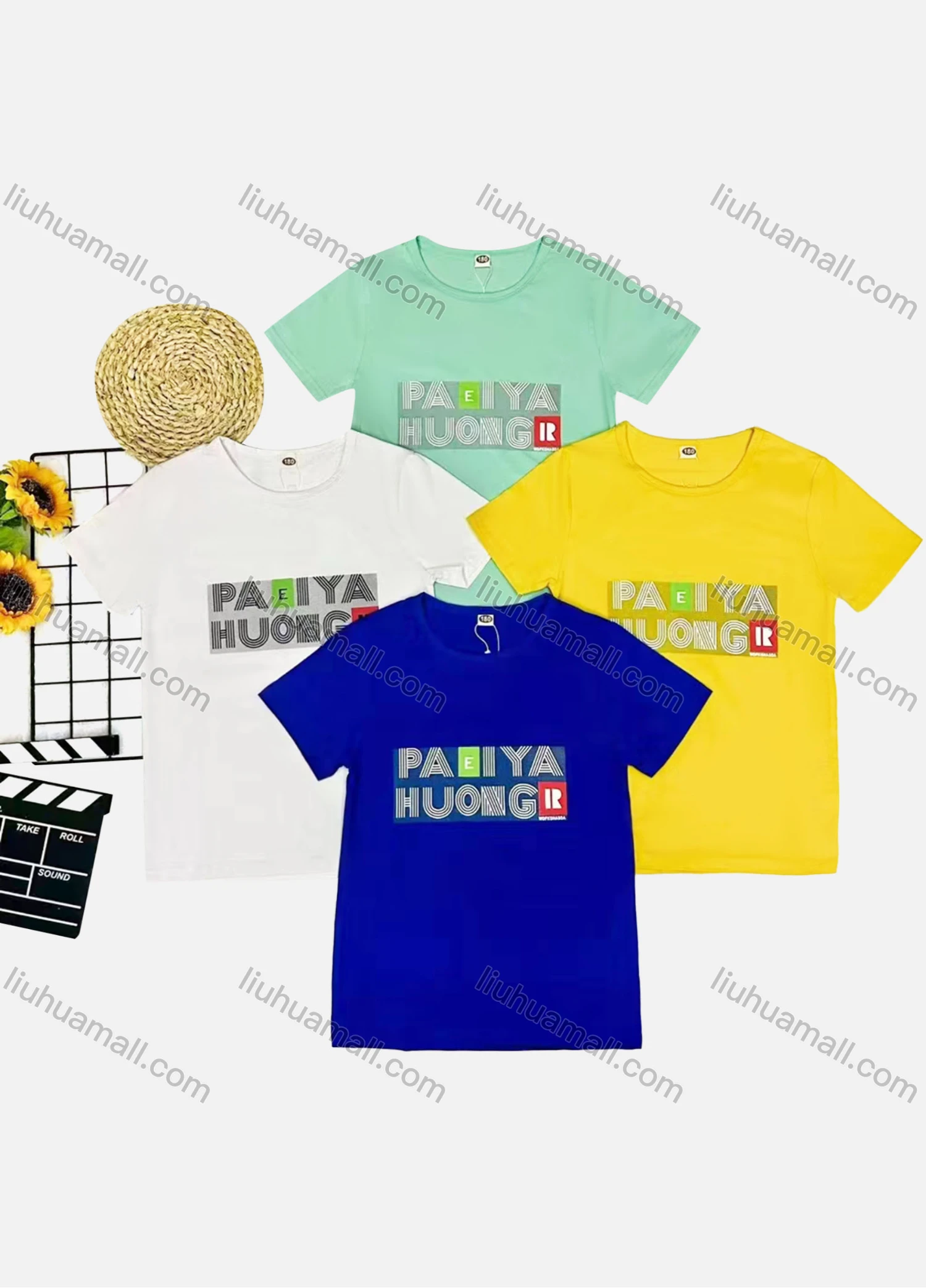 Wholesale Boy's Casual Letter Print Round Neck Short Sleeve Tee - Liuhuamall