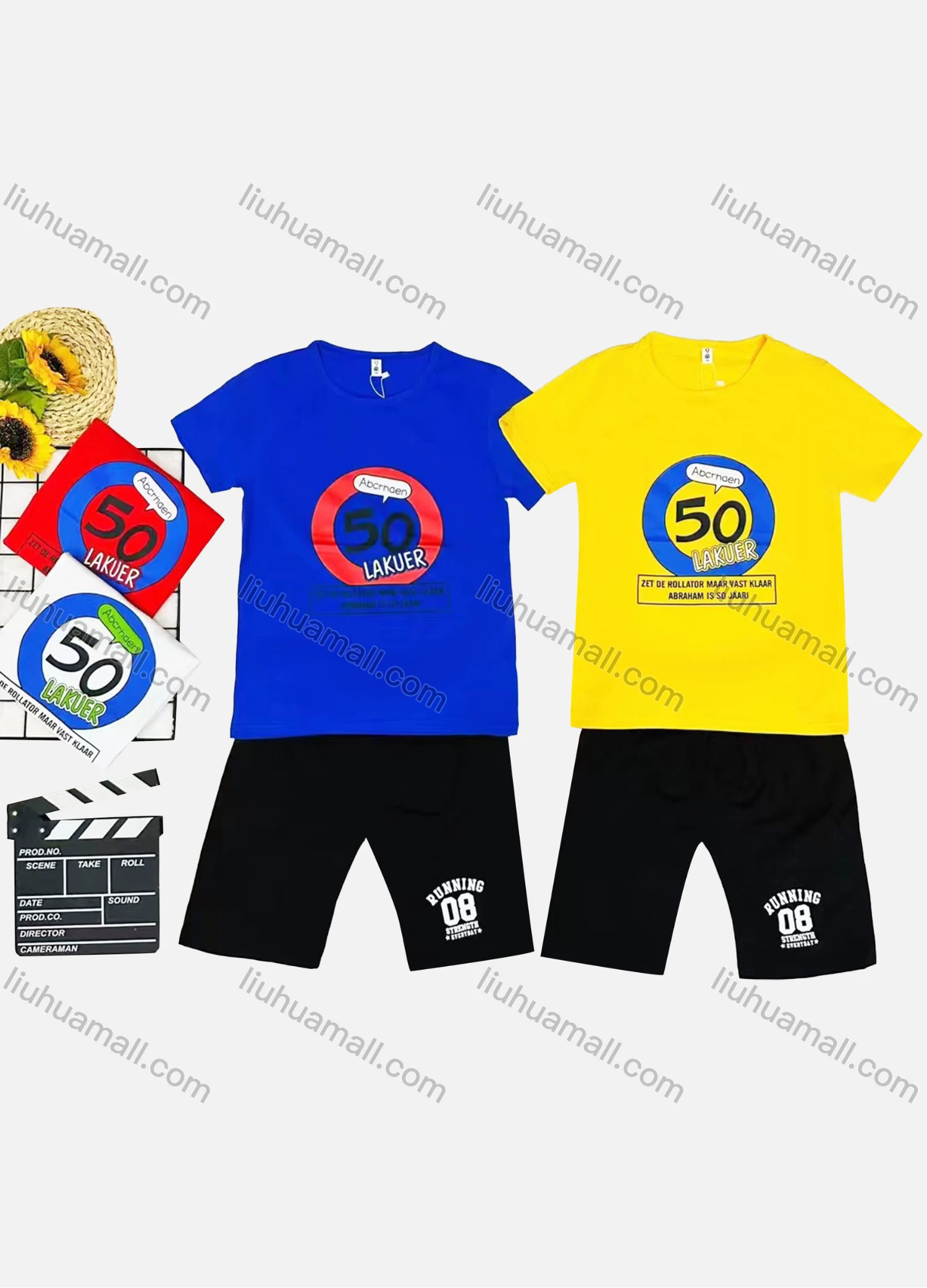 Wholesale Boy's Casual Pattern Round Neck Short Sleeve Tee & Shorts 2 Piece Set - Liuhuamall