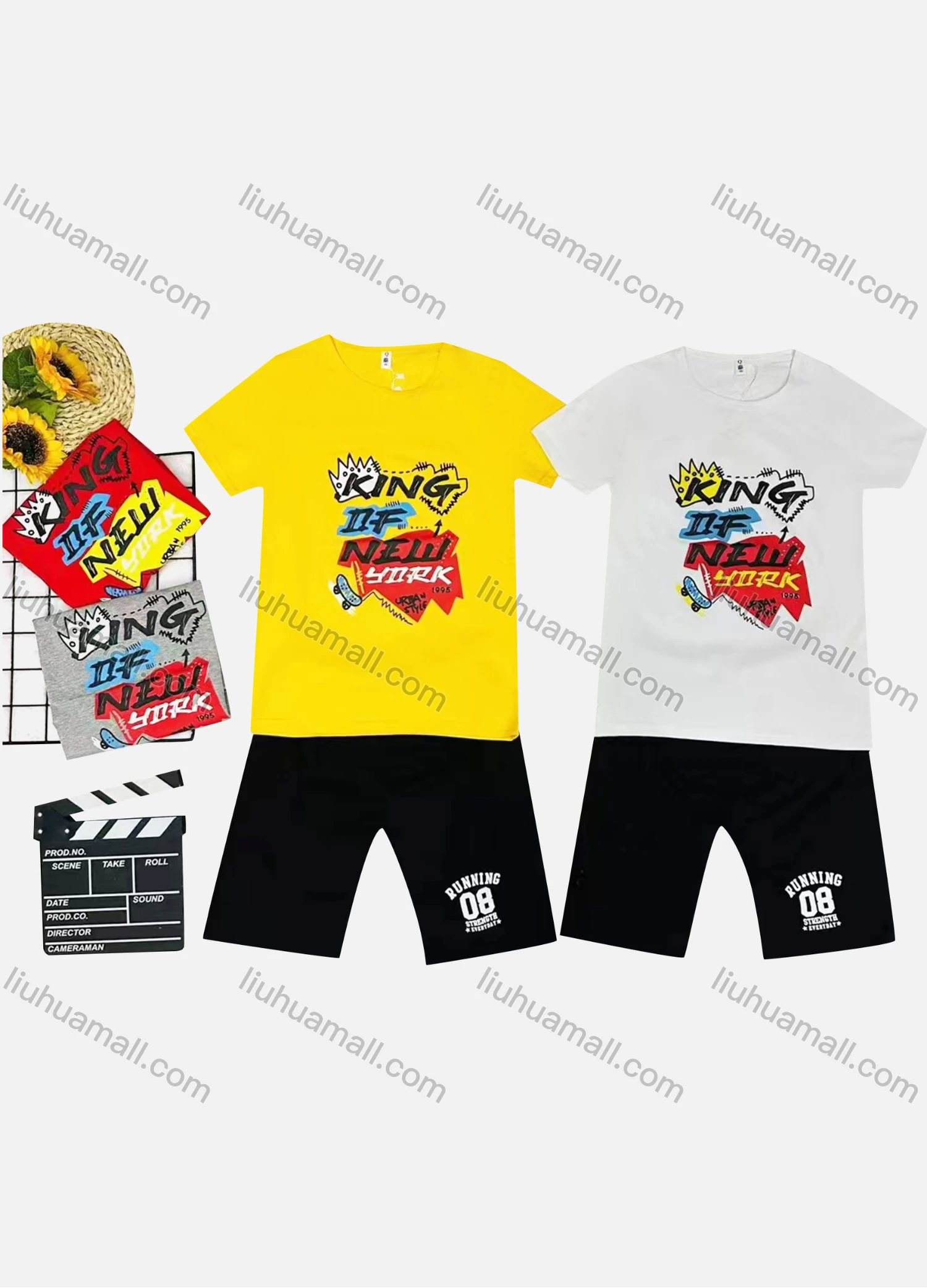 Wholesale Boy's Casual Letter Print Round Neck Short Sleeve Tee & Shorts 2 Piece Set - Liuhuamall
