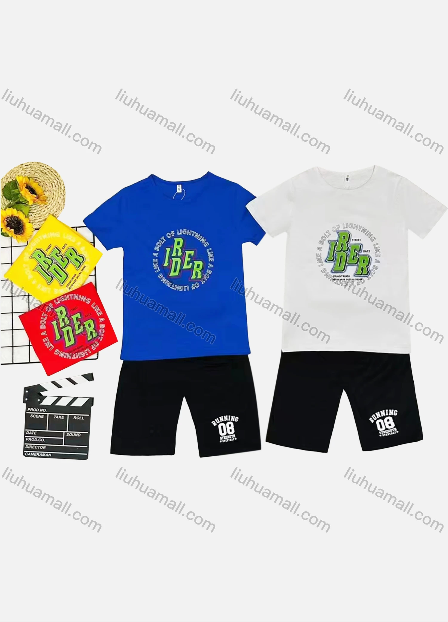 Wholesale Boy's Casual Letter Print Round Neck Short Sleeve Tee & Shorts 2 Piece Set - Liuhuamall