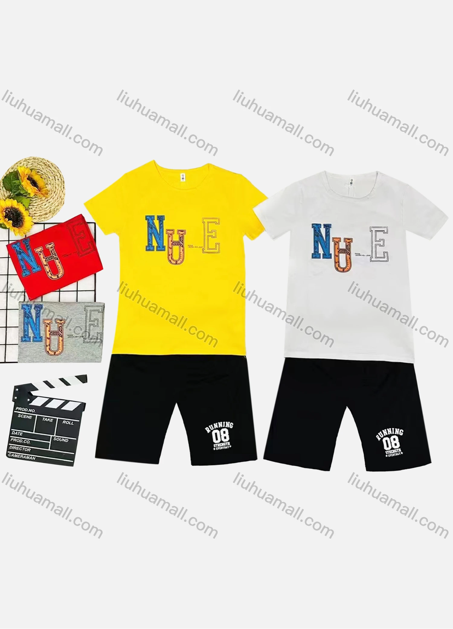 Wholesale Boy's Casual Letter Print Round Neck Short Sleeve Tee & Shorts 2 Piece Set - Liuhuamall