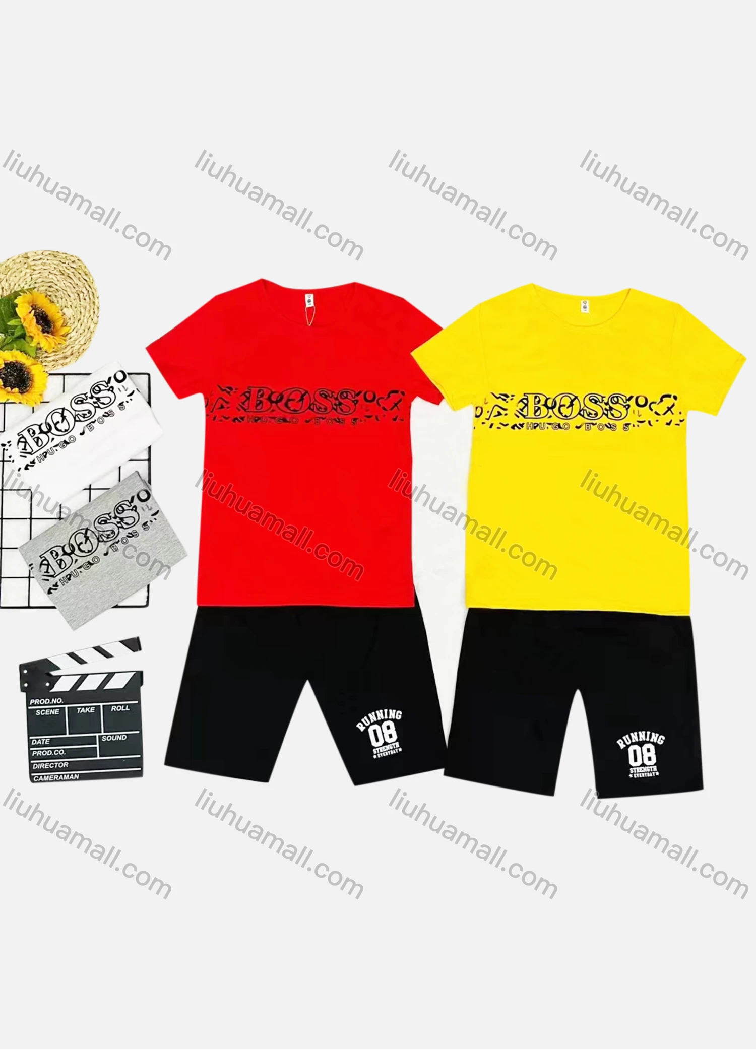 Wholesale Boy's Casual Letter Print Round Neck Short Sleeve Tee & Shorts 2 Piece Set - Liuhuamall