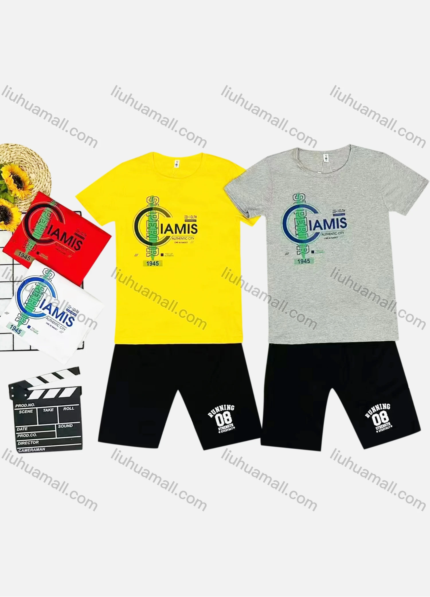 Wholesale Boy's Casual Letter Print Round Neck Short Sleeve Tee & Shorts 2 Piece Set - Liuhuamall