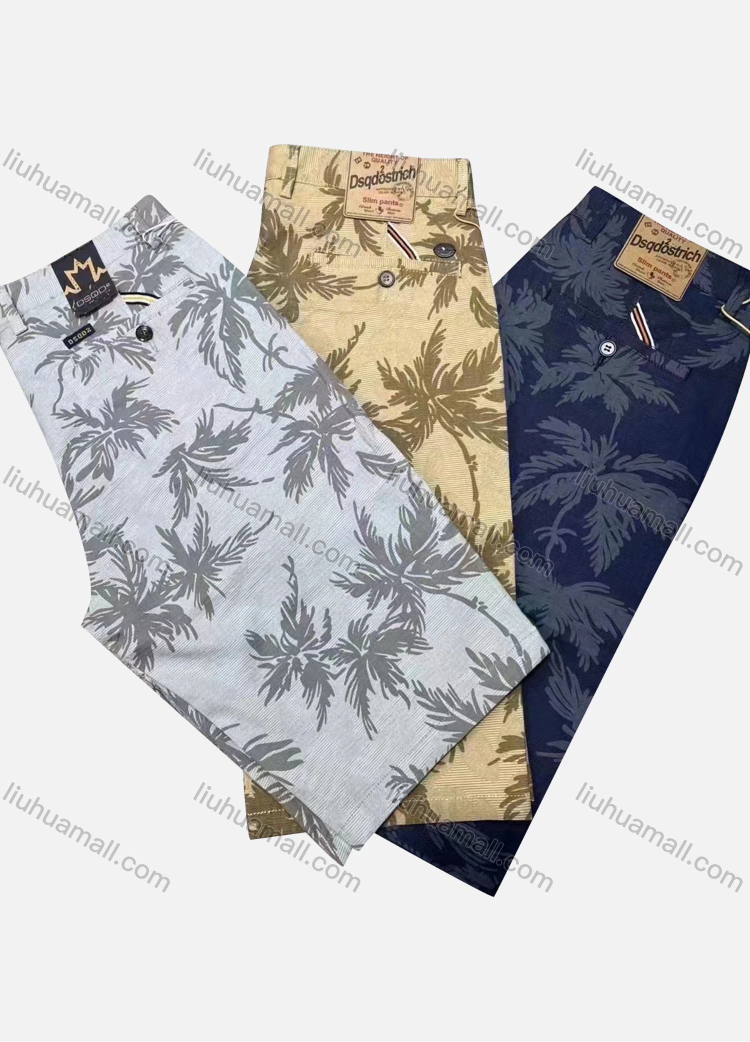 Wholesale Men's Casual Tropical Style Print Pockets Shorts - Liuhuamall