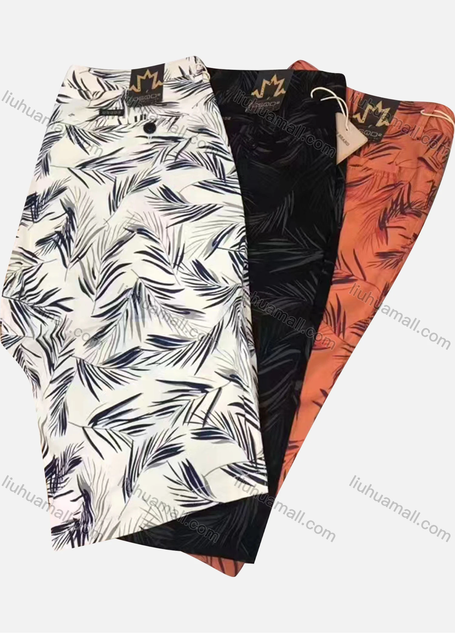 Wholesale Men's Casual Tropical Style Print Pockets Shorts - Liuhuamall