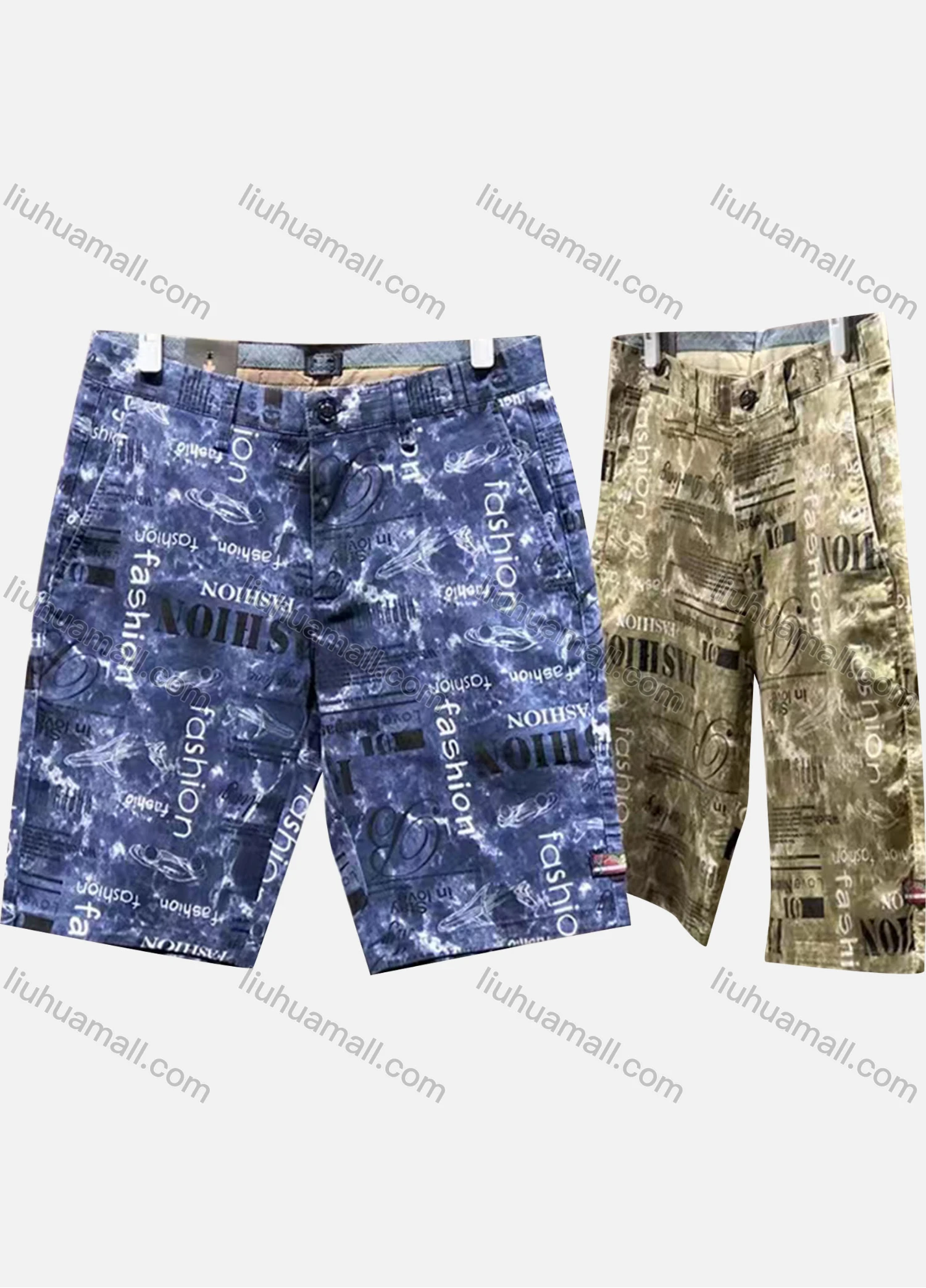Wholesale Men's Casual Allover Print Pockets Shorts - Liuhuamall
