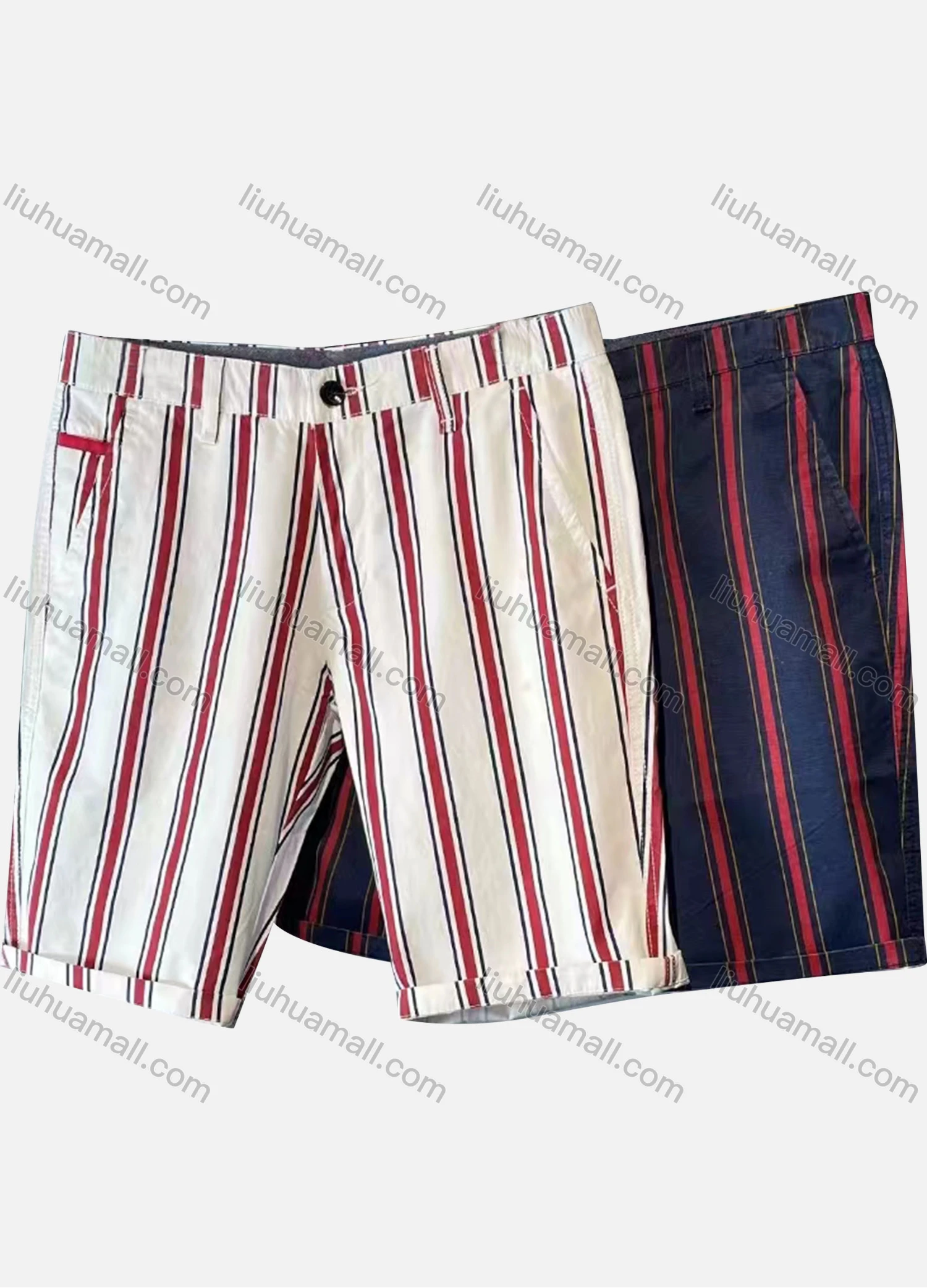 Wholesale Men's Casual Elastic Striped Pockets Shorts - Liuhuamall