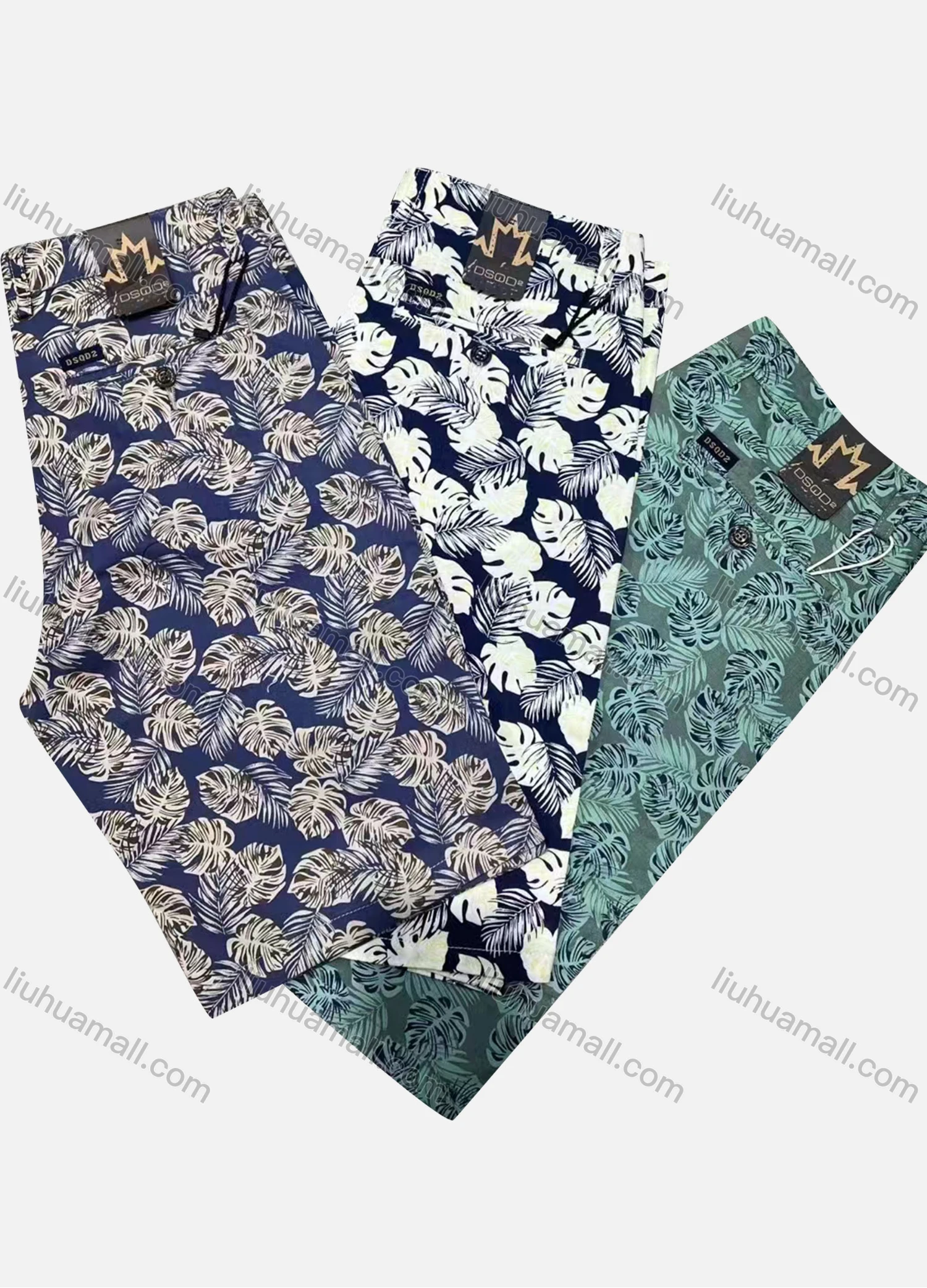 Wholesale Men's Casual Leaf Print Pockets Shorts - Liuhuamall