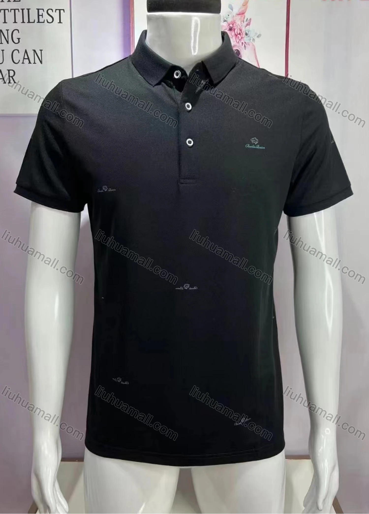 Wholesale Men's Casual Plain Label Pattern Short Sleeve Polo Shirt - Liuhuamall