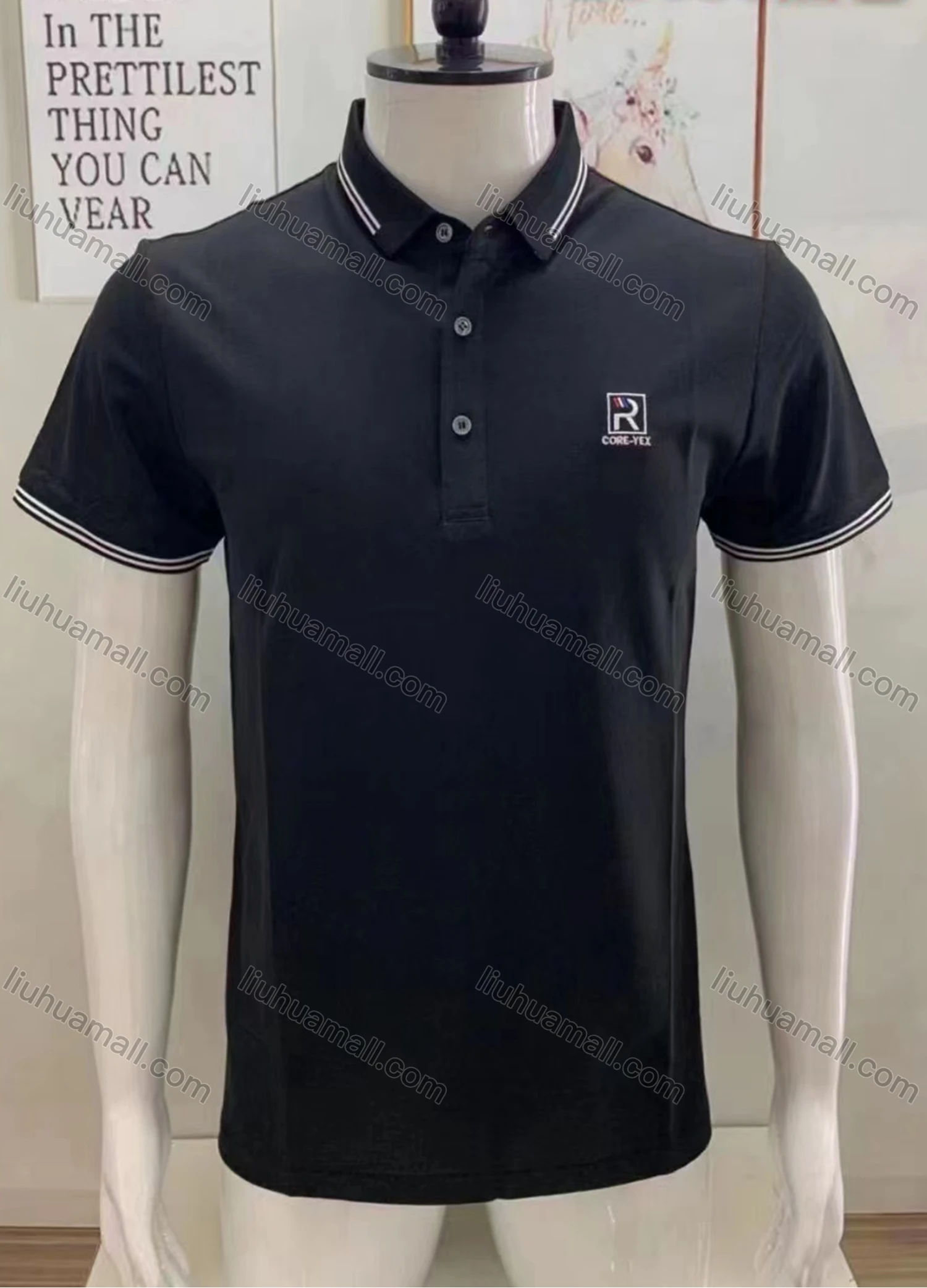 Wholesale Men's Casual Plain Short Sleeve Polo Shirt - Liuhuamall