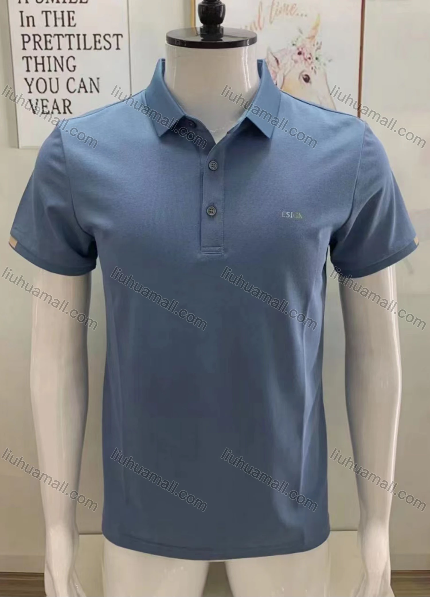 Wholesale Men's Casual Plain Short Sleeve Polo Shirt - Liuhuamall