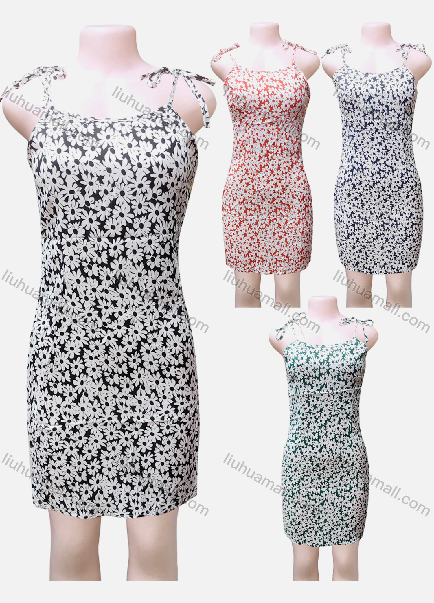 Wholesale Women's Causal Cold Shoulder Sleeveless Floral Print Cami Dress - Liuhuamall