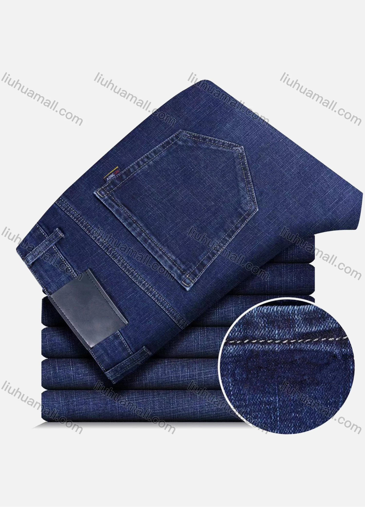 Wholesale Men's Casual Plain Patch Pockets Button Closure Ripped Jeans - Liuhuamall