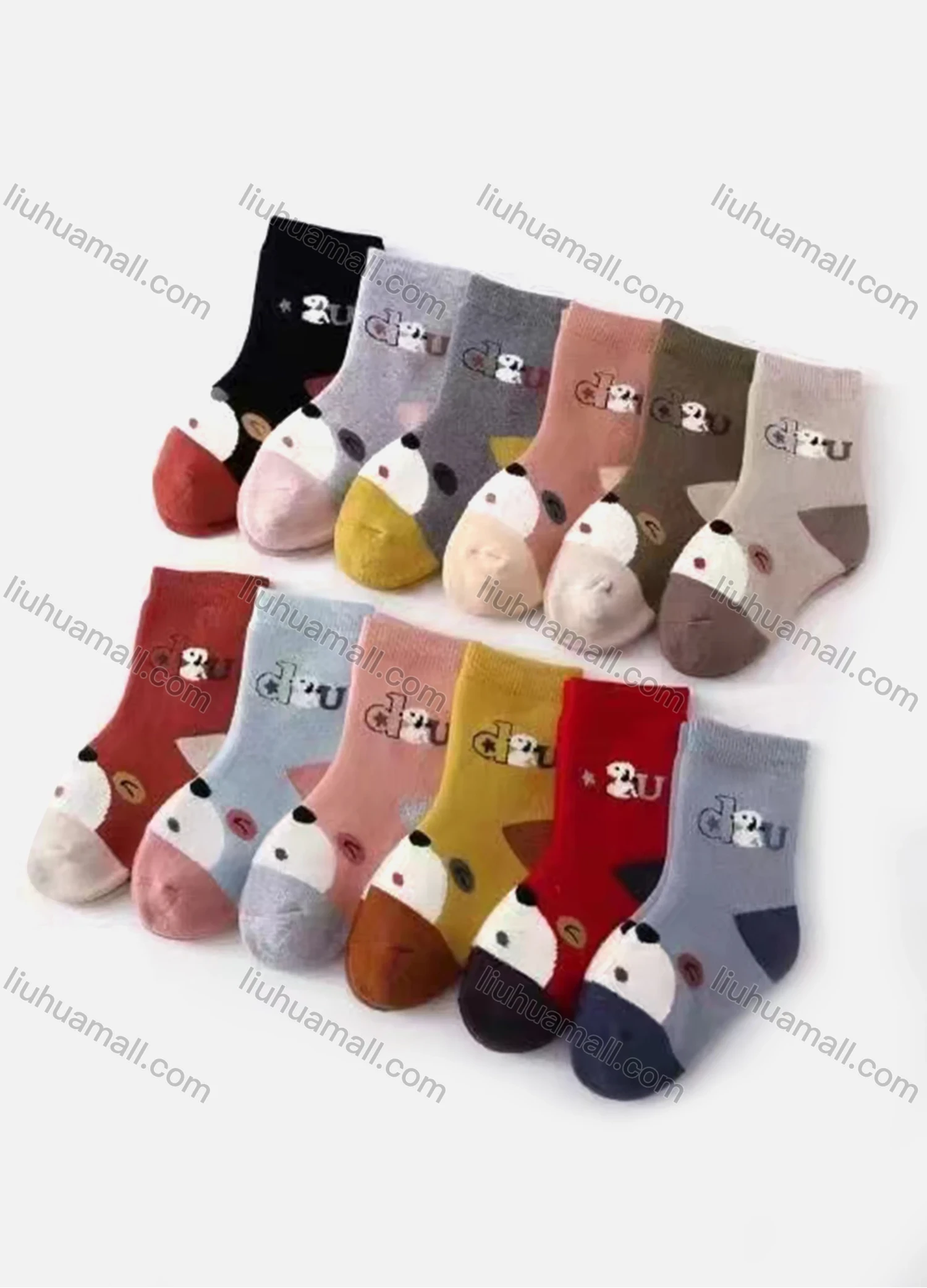 Wholesale Women's Casual Cute Bear Print Mid-calf Socks 10 Pairs - Liuhuamall