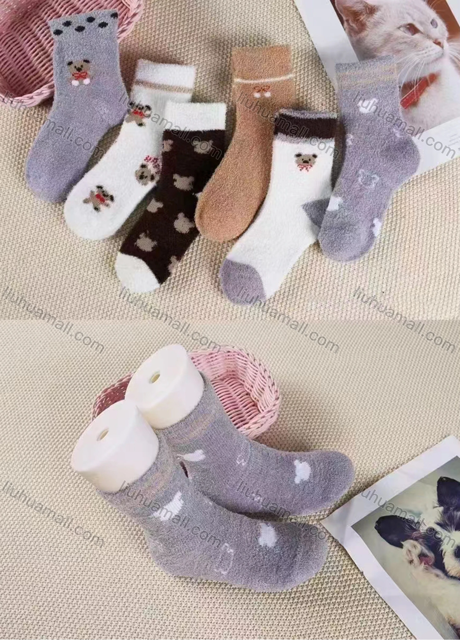 Wholesale Women's Casual Cartoon Print Mid-calf Socks 10 Pairs - Liuhuamall