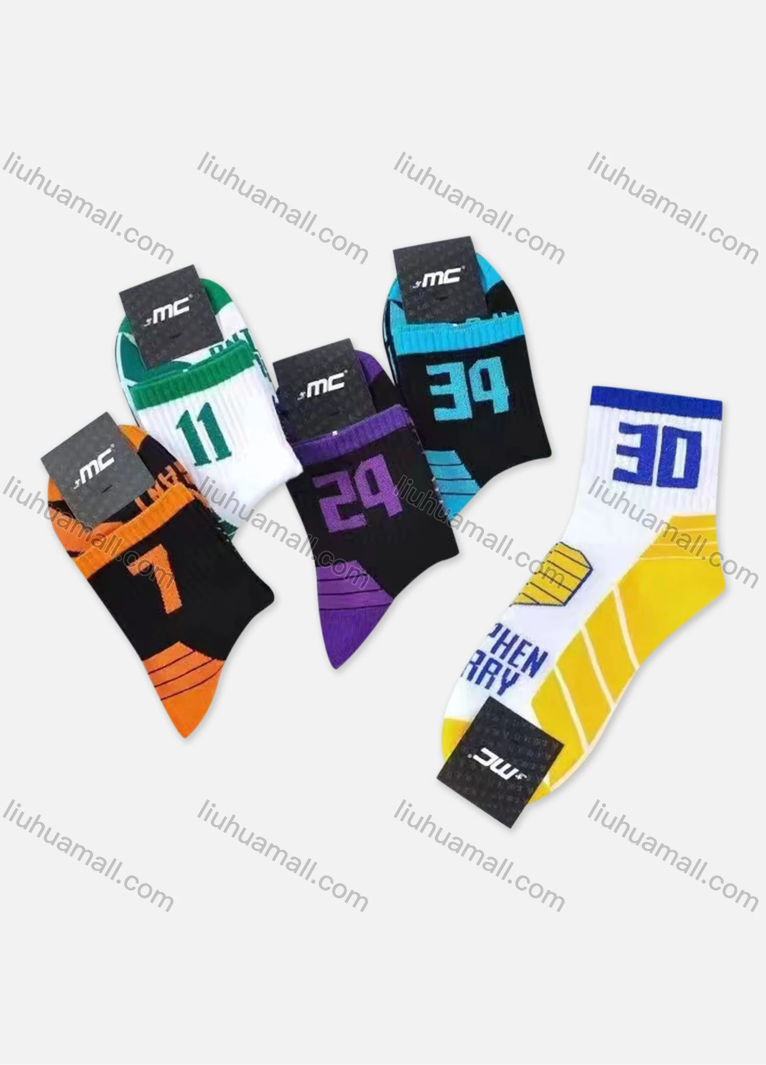 Wholesale Men's Casual Number Print Mid-calf Socks 10 Pairs - Liuhuamall