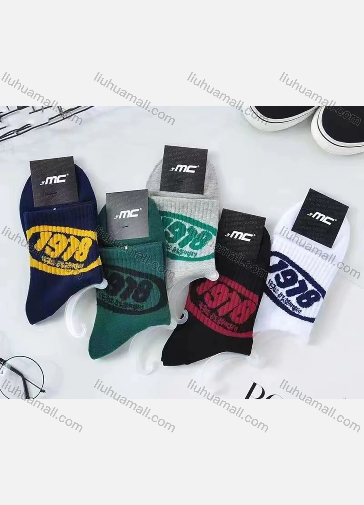 Wholesale Men's Casual Number Print Mid-calf Socks 10 Pairs - Liuhuamall