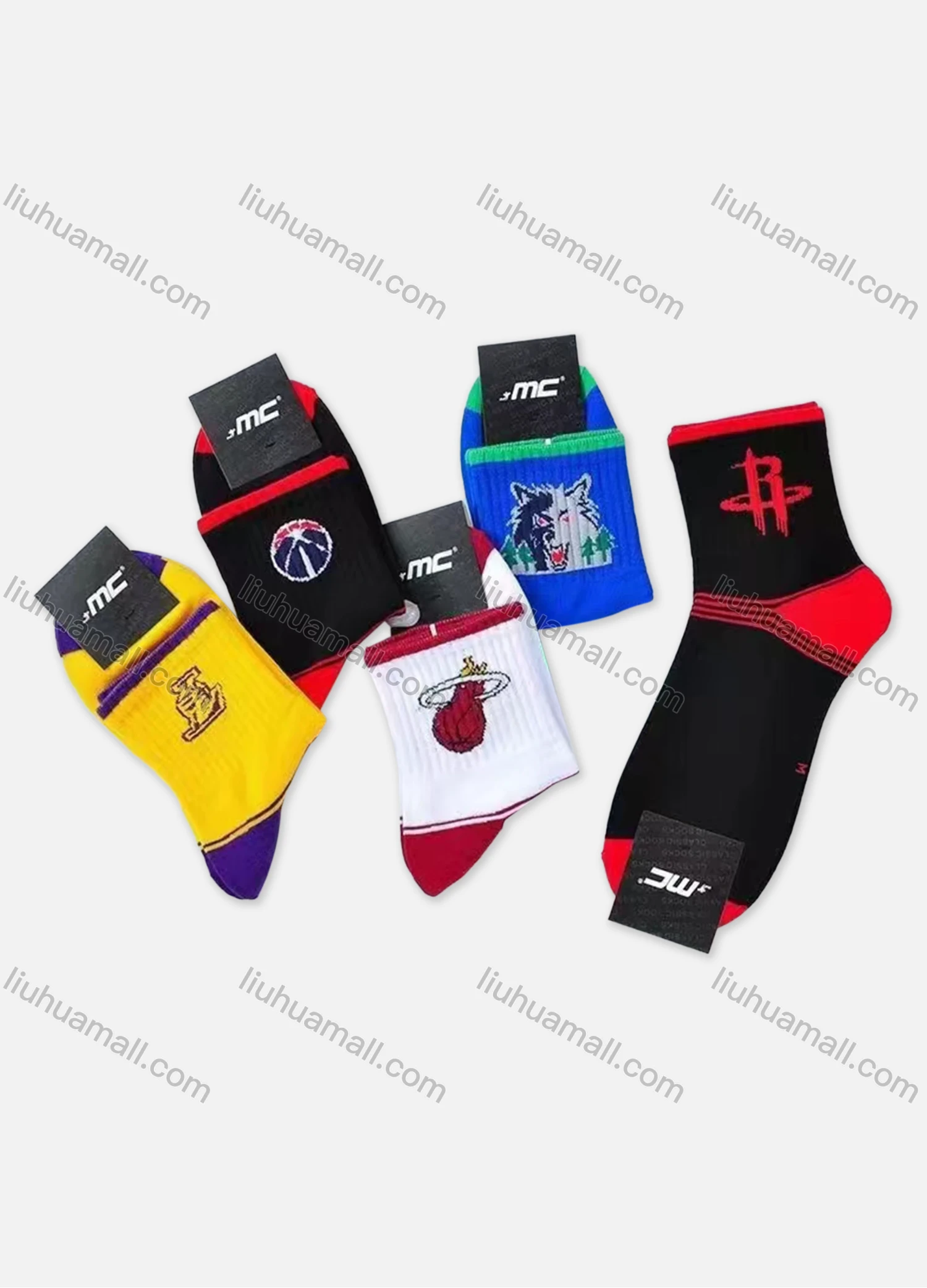 Wholesale Men's Casual Cartoon Print Mid-calf Socks 10 Pairs - Liuhuamall