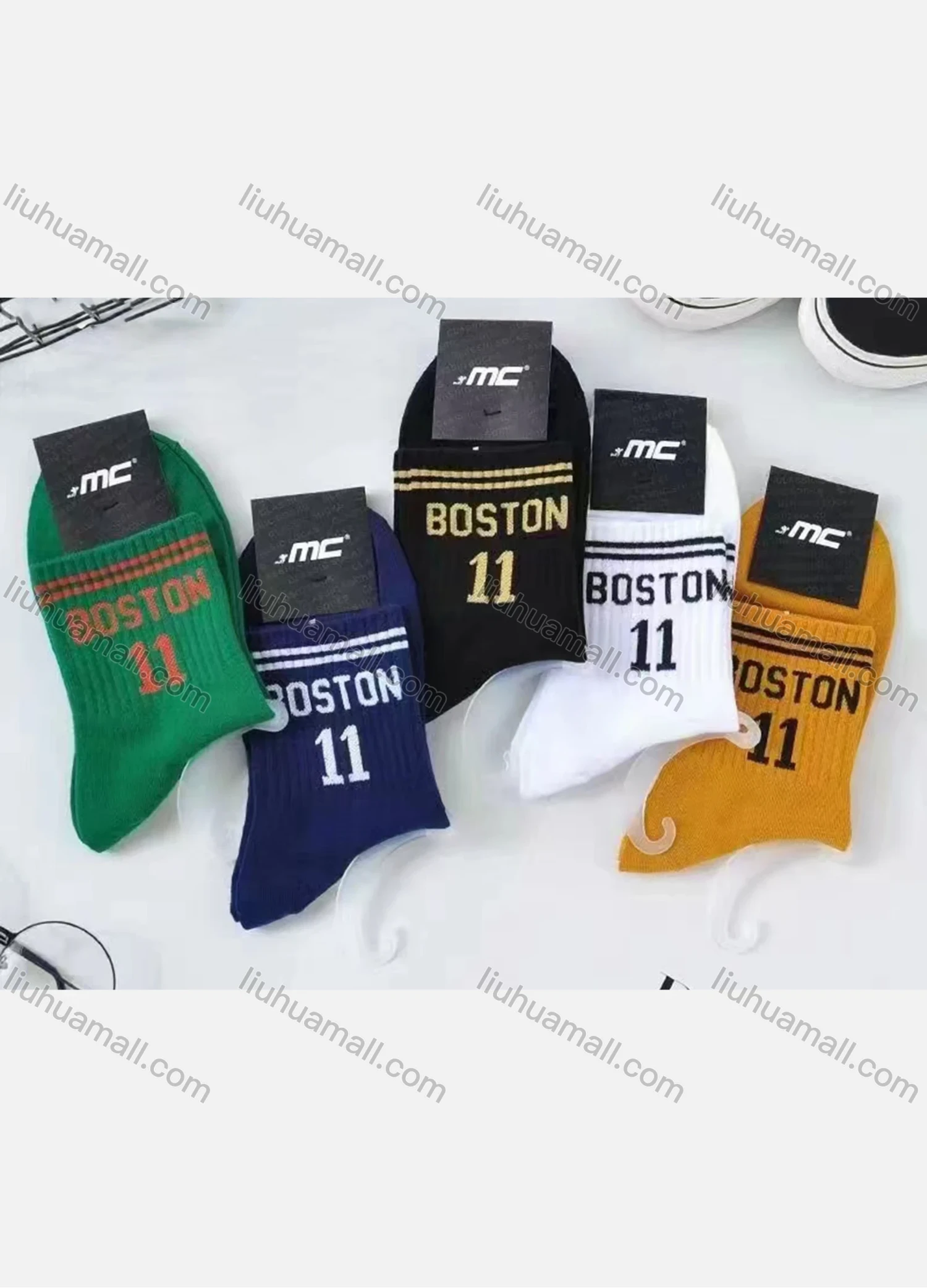 Wholesale Men's Casual Number Letter Print Mid-calf Socks 10 Pairs - Liuhuamall