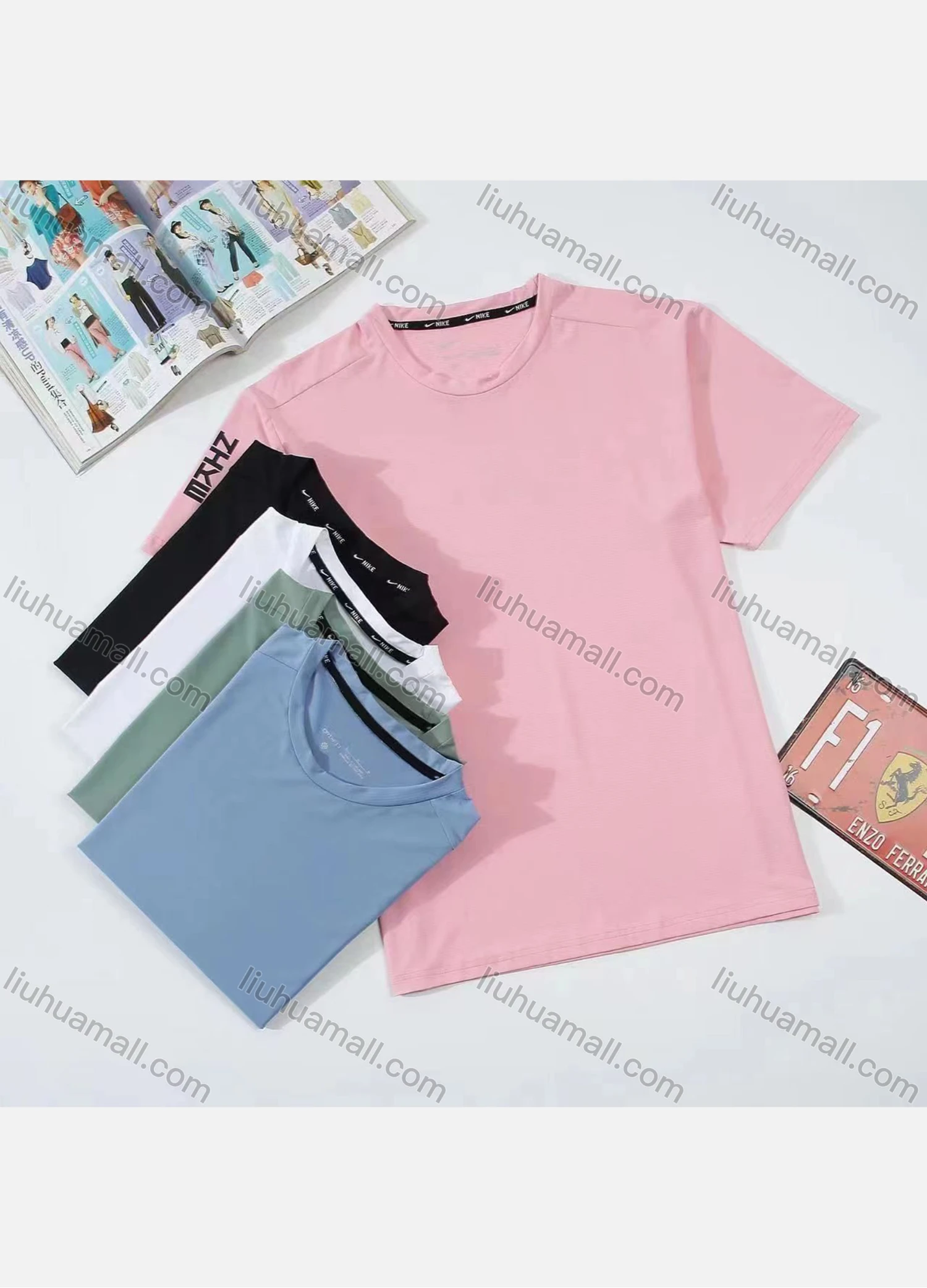 Wholesale Men's Casual Plain Round Neck Short Sleeve Tee - Liuhuamall