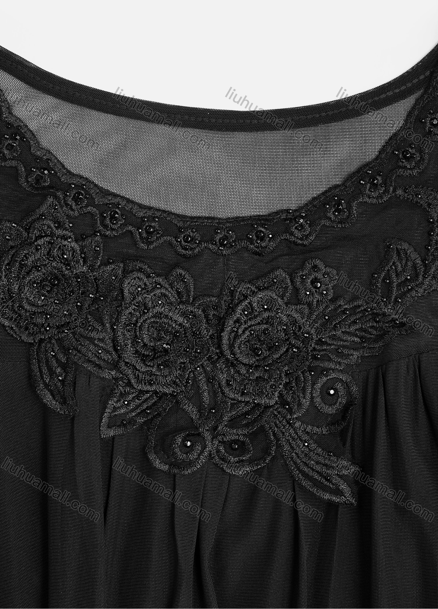 Wholesale Women's Casual Rhinestone Decor Embroidery Lace Appliques Cut Out Tank Top - Liuhuamall