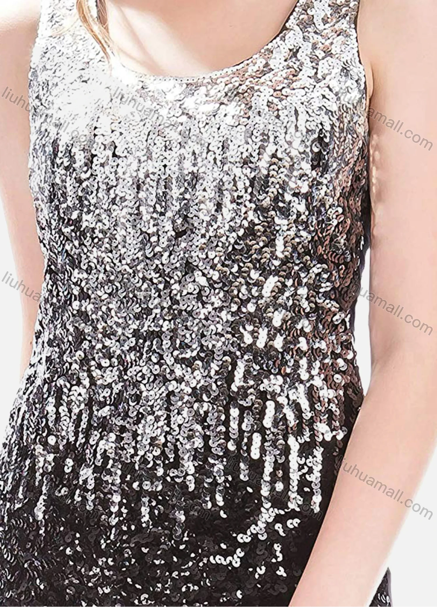 Wholesale Women's Sequin Splicing Sleeveless Scoop Neck Gradient Tank Top - Liuhuamall