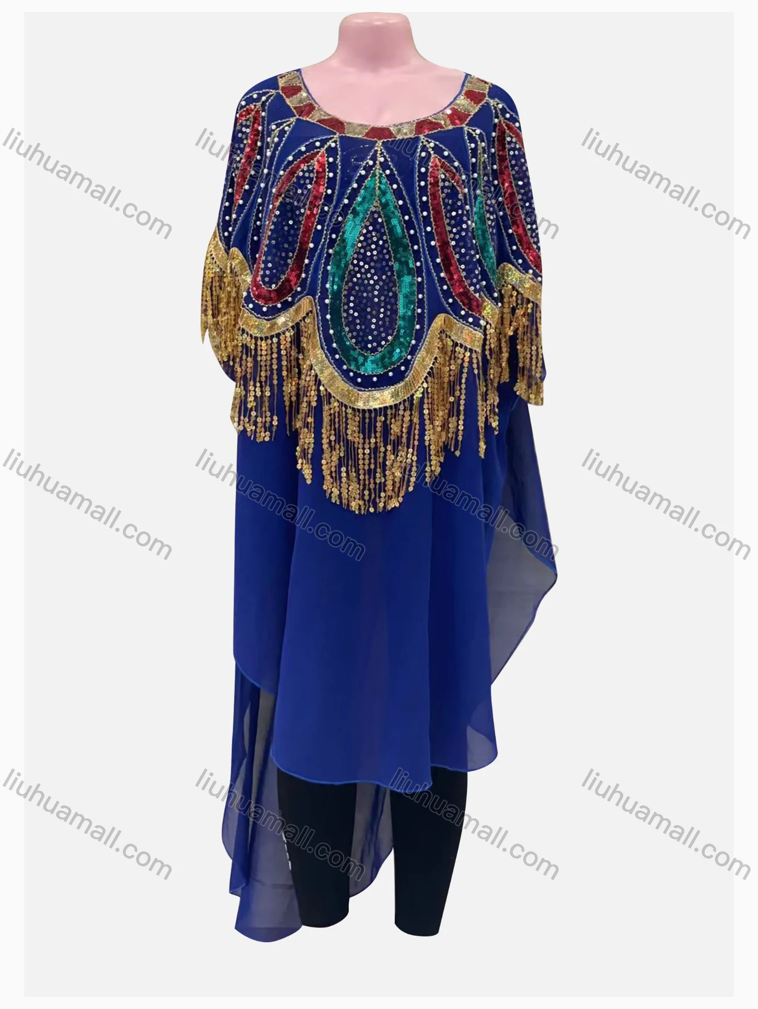Wholesale Women's Loose Fit Multi-color Sequin High Low Hem Pullover Sheer Mesh Cover Up Dress - Liuhuamall