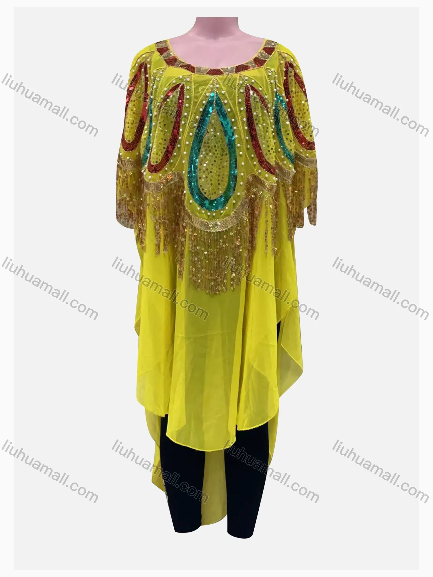 Wholesale Women's Loose Fit Multi-color Sequin High Low Hem Pullover Sheer Mesh Cover Up Dress - Liuhuamall
