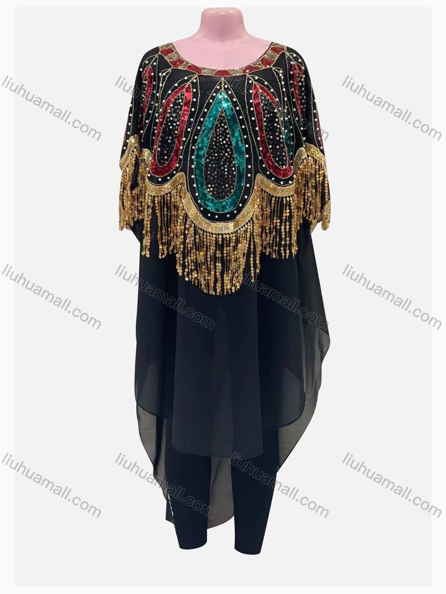 Wholesale Women's Loose Fit Multi-color Sequin High Low Hem Pullover Sheer Mesh Cover Up Dress - Liuhuamall