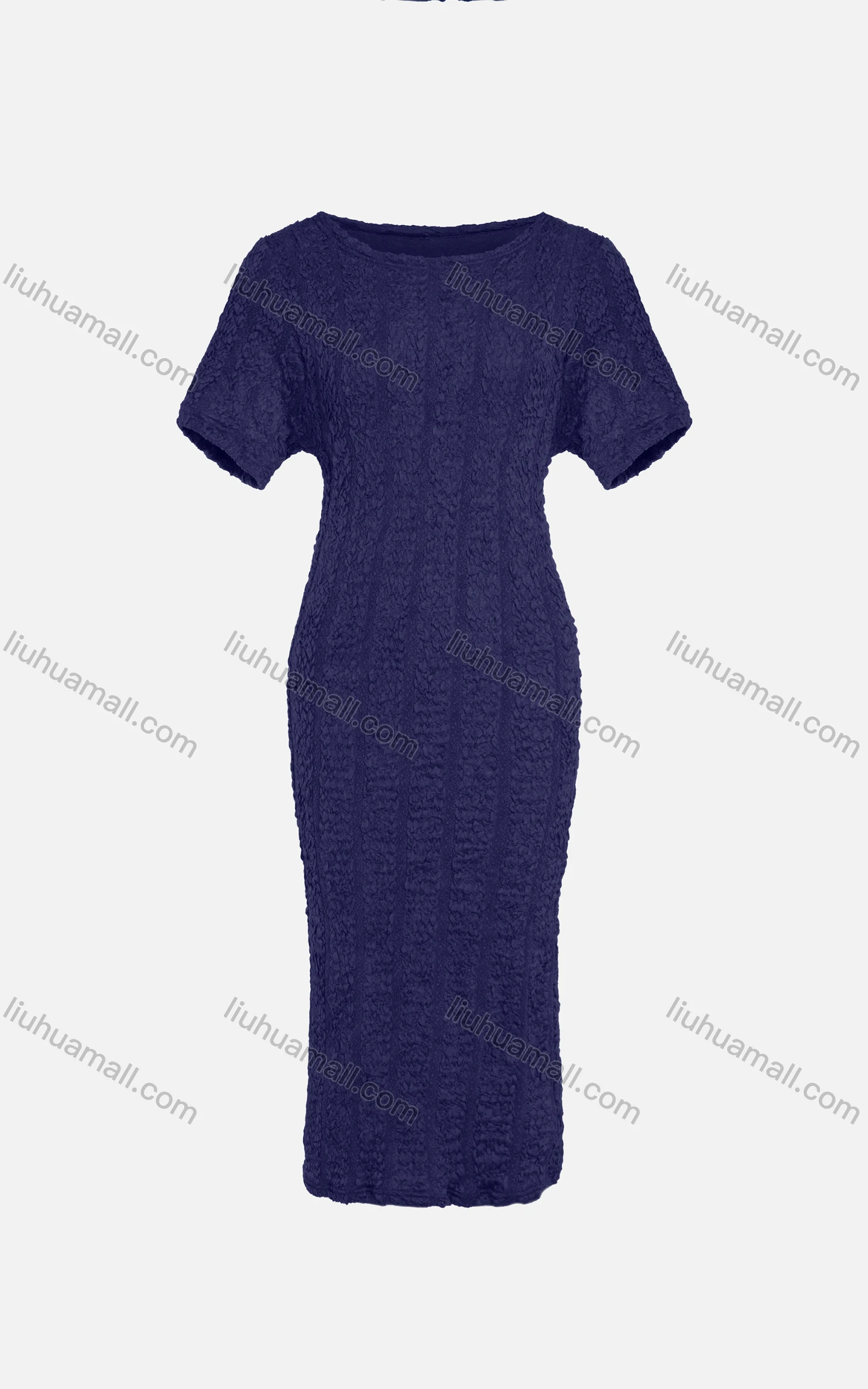 Wholesale Women's Casual Short Sleeve Plain Shirred Striped Bodycon Maxi Dress 1052# - Liuhuamall