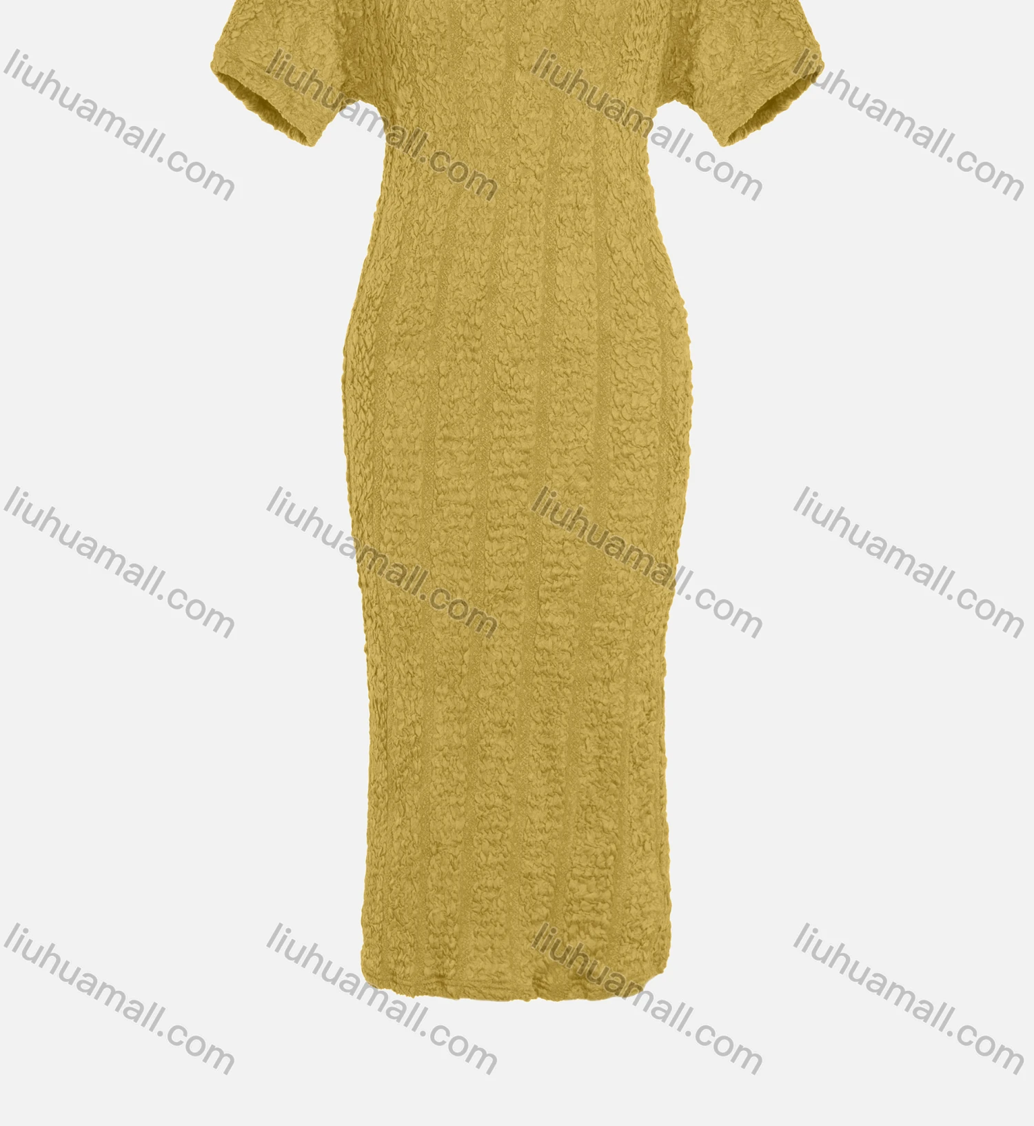 Wholesale Women's Casual Short Sleeve Plain Shirred Striped Bodycon Maxi Dress 1052# - Liuhuamall