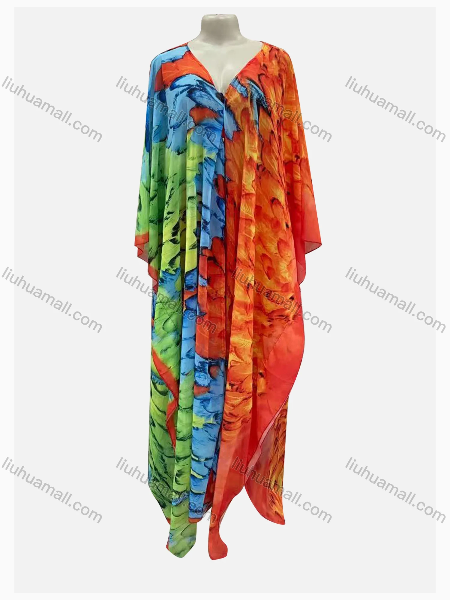 Wholesale Women's Loose Fit Multi-color Allover Print Pullover Maxi Cover Up Kaftan 2 Piece Set - Liuhuamall
