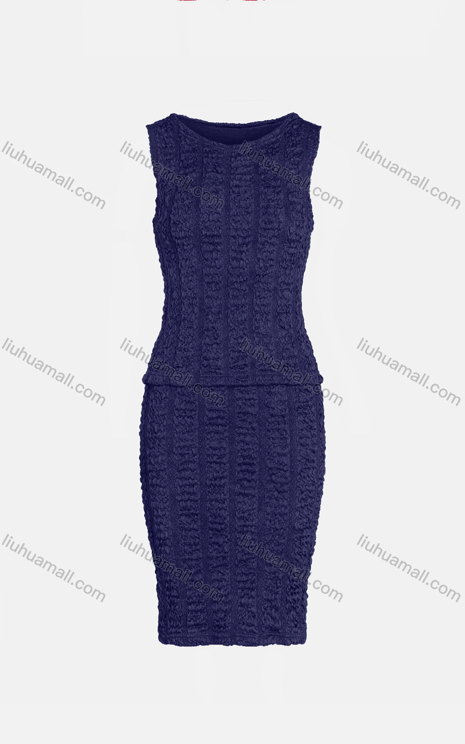 Wholesale Women's Casual Plain Shirred Striped Tank Top & Bodycon Skirt 2 Piece Set 050-2# - Liuhuamall