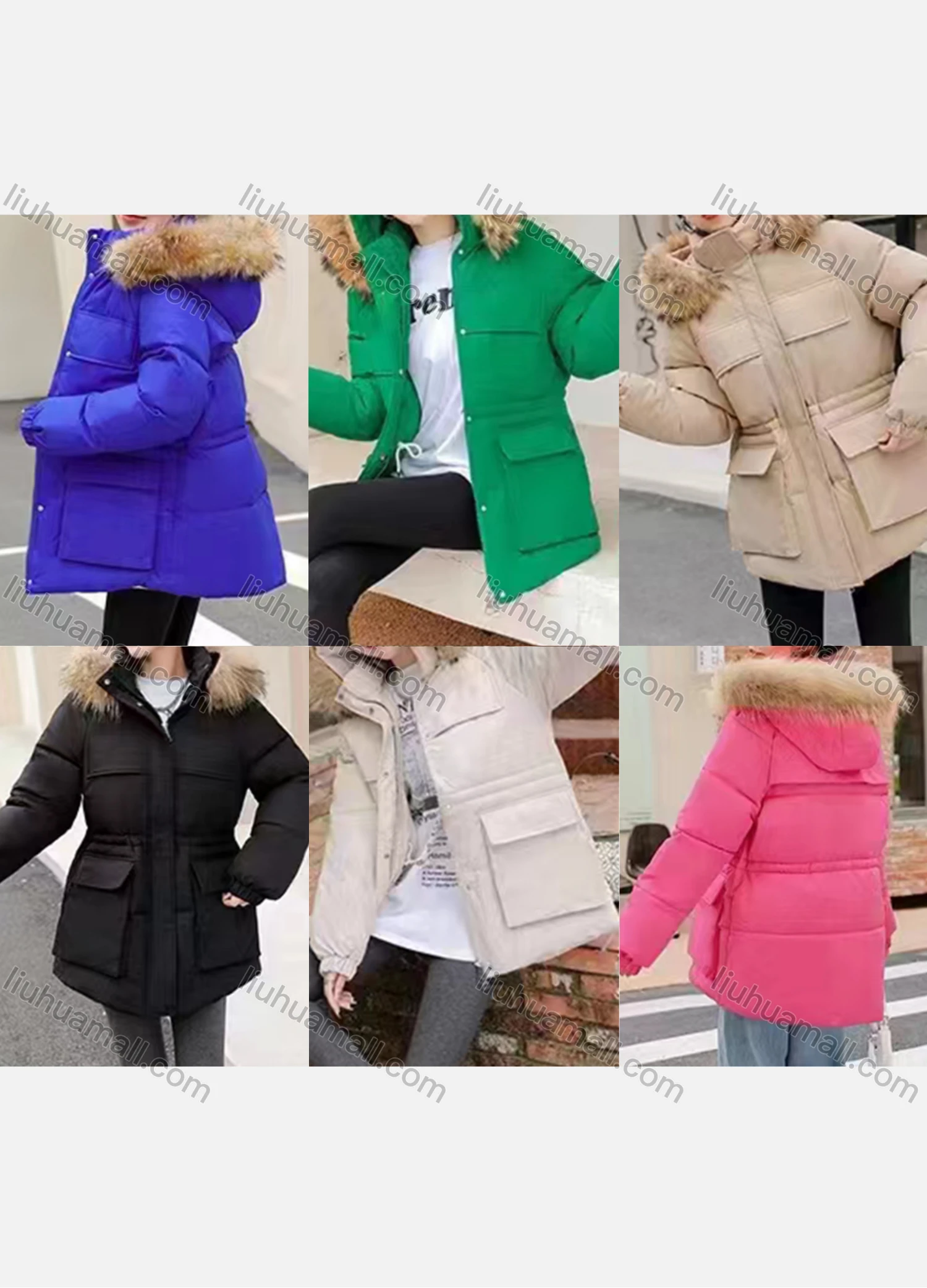 Wholesale Women's Casual Hooded Button Down Faux Wool Puffer Jacket - Liuhuamall