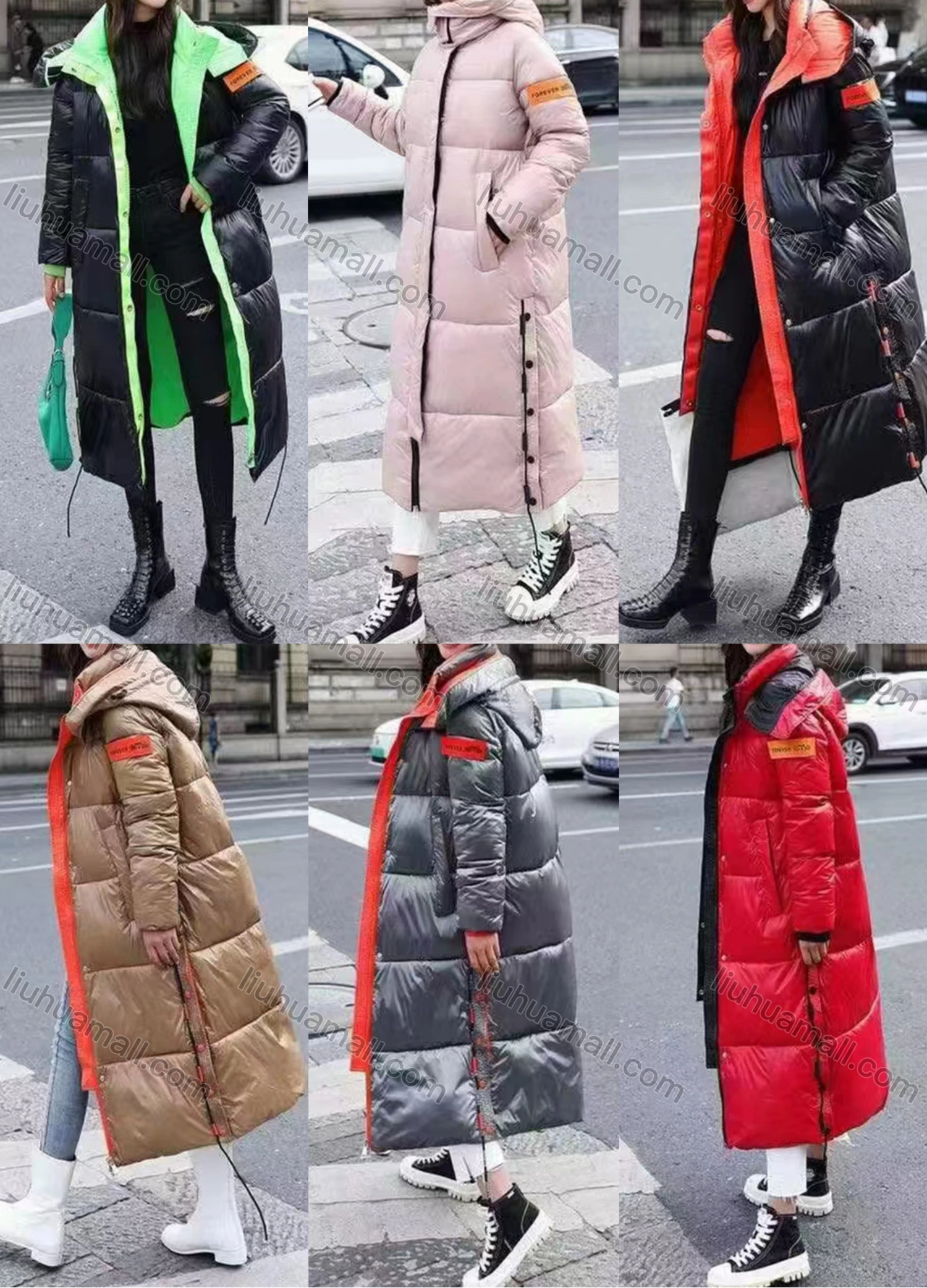 Wholesale Women's Casual Hooded Zipper Flap Pockets Parkas Jacket - Liuhuamall