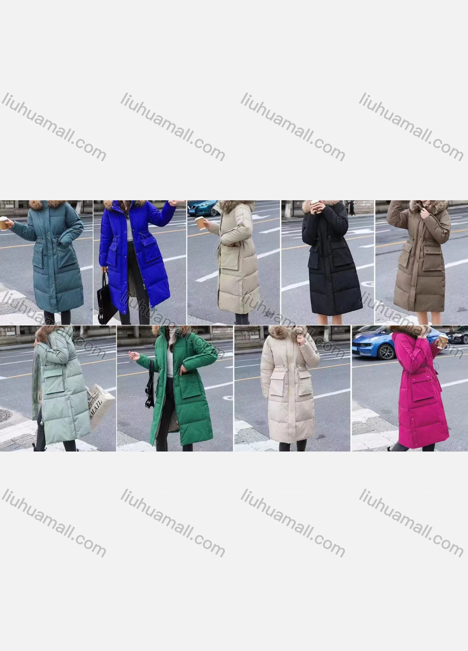 Wholesale Women's Casual Hooded Zipper Flap Pockets Parkas Jacket - Liuhuamall