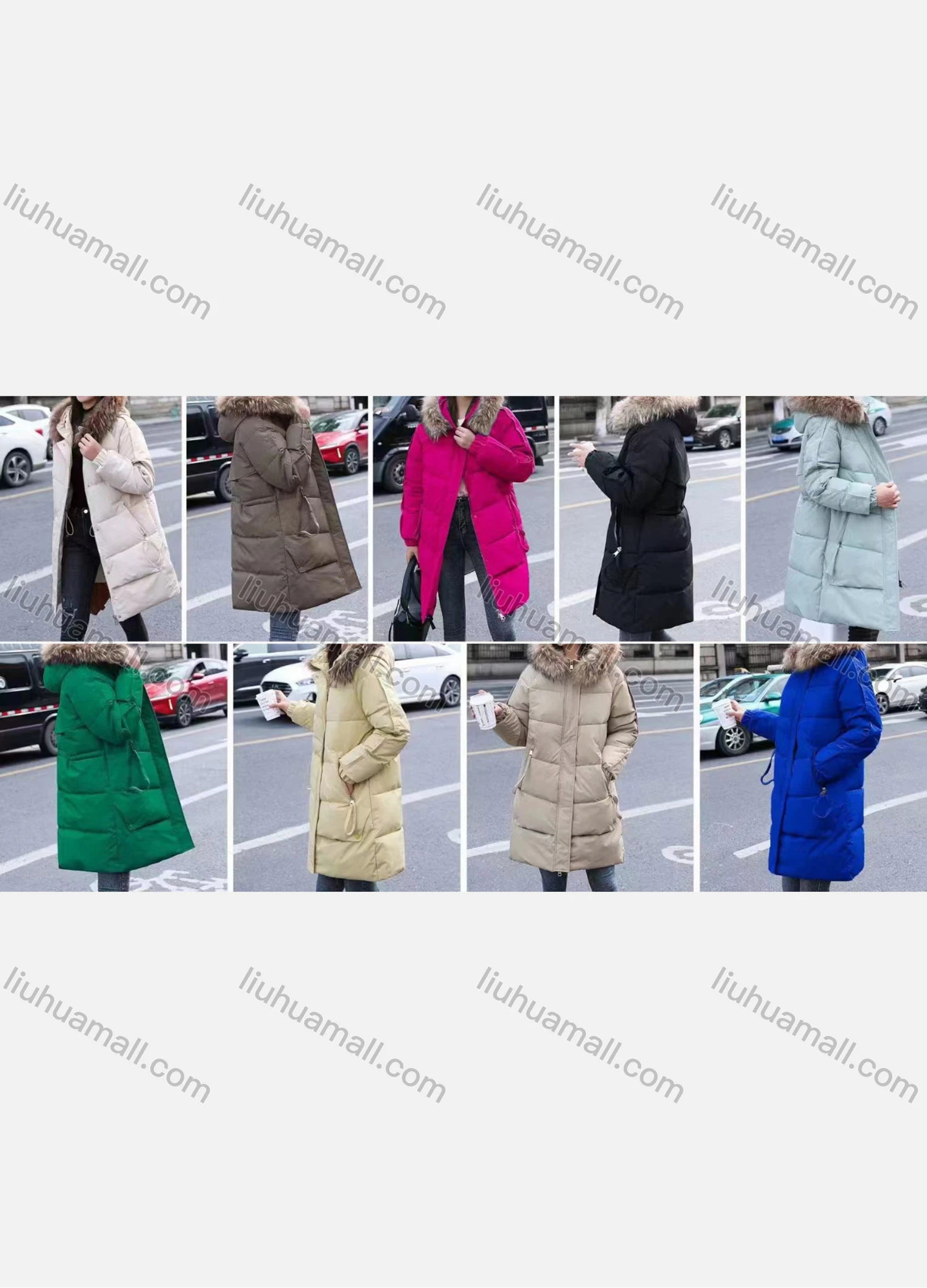 Wholesale Women's Casual Hooded Zipper Flap Pockets Parkas Jacket - Liuhuamall