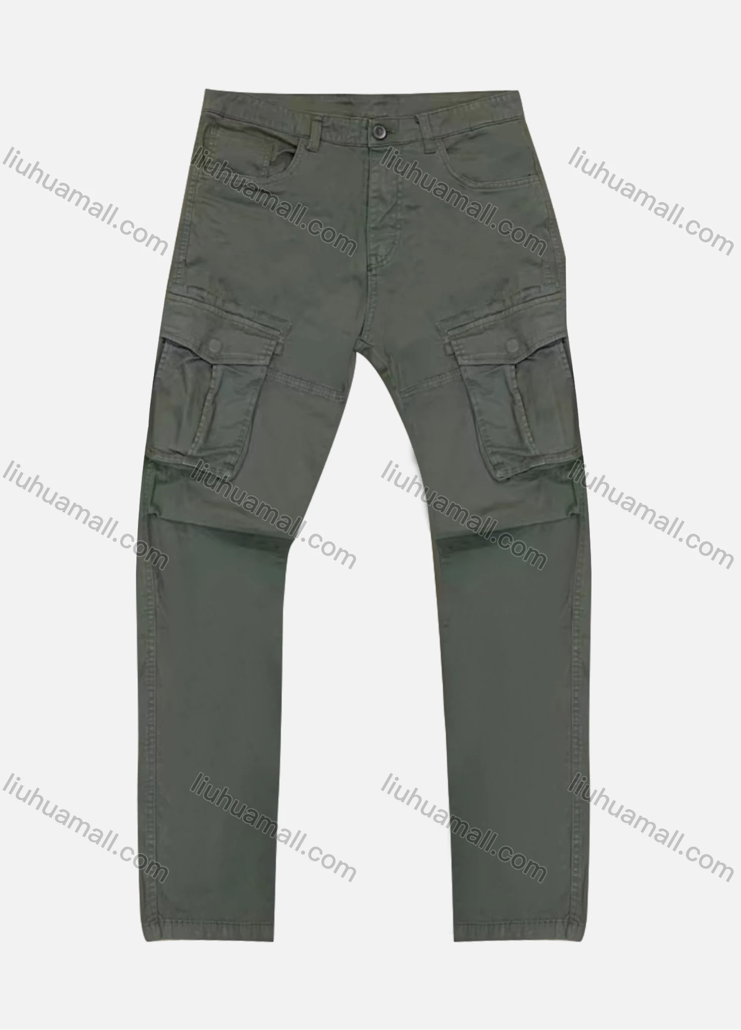 Wholesale Men's Casual Plain Straight Leg Ankle Length Cargo Pants - Liuhuamall