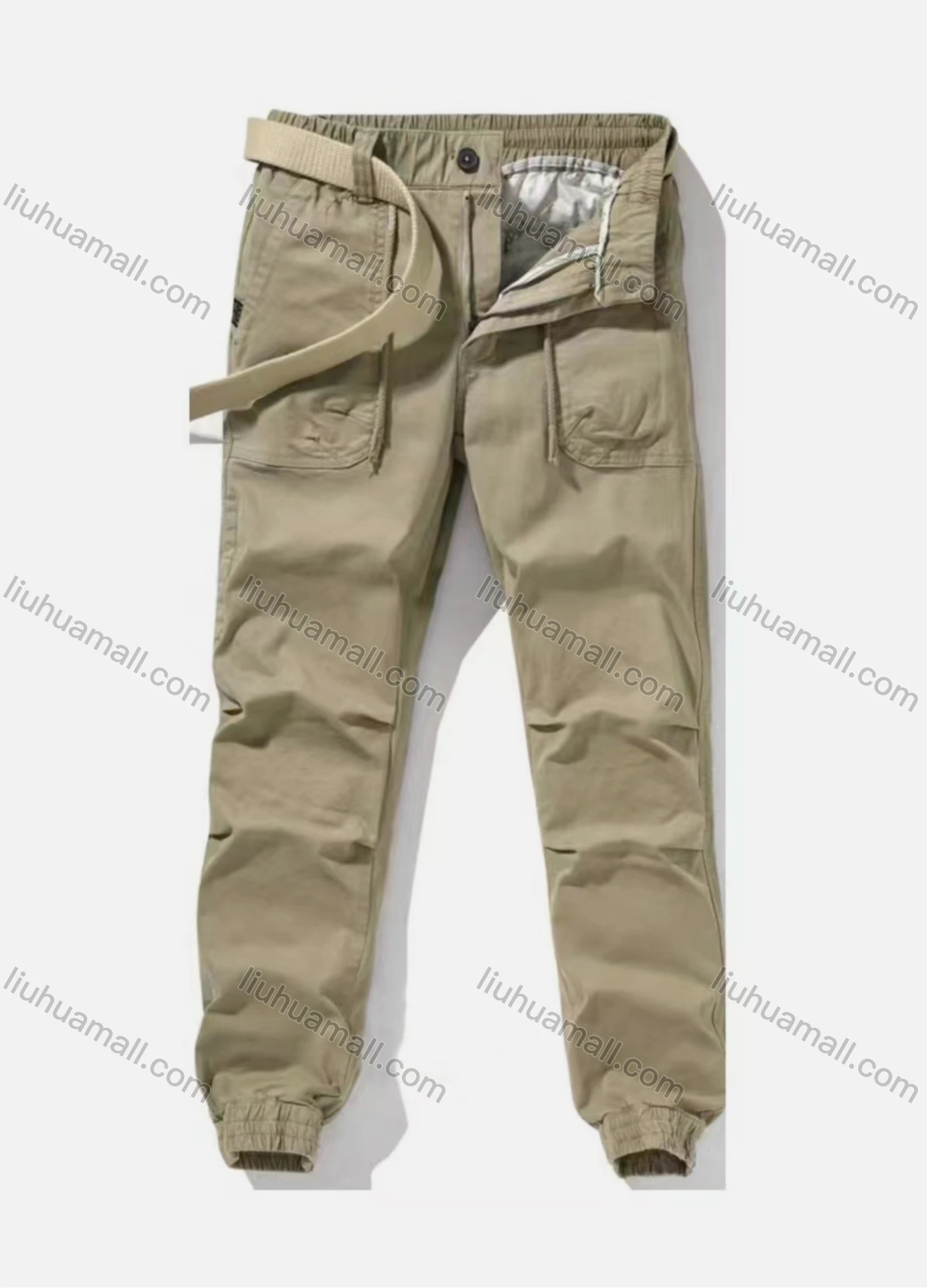 Wholesale Men's Casual Plain Ankle Length Drawstring Joggers - Liuhuamall