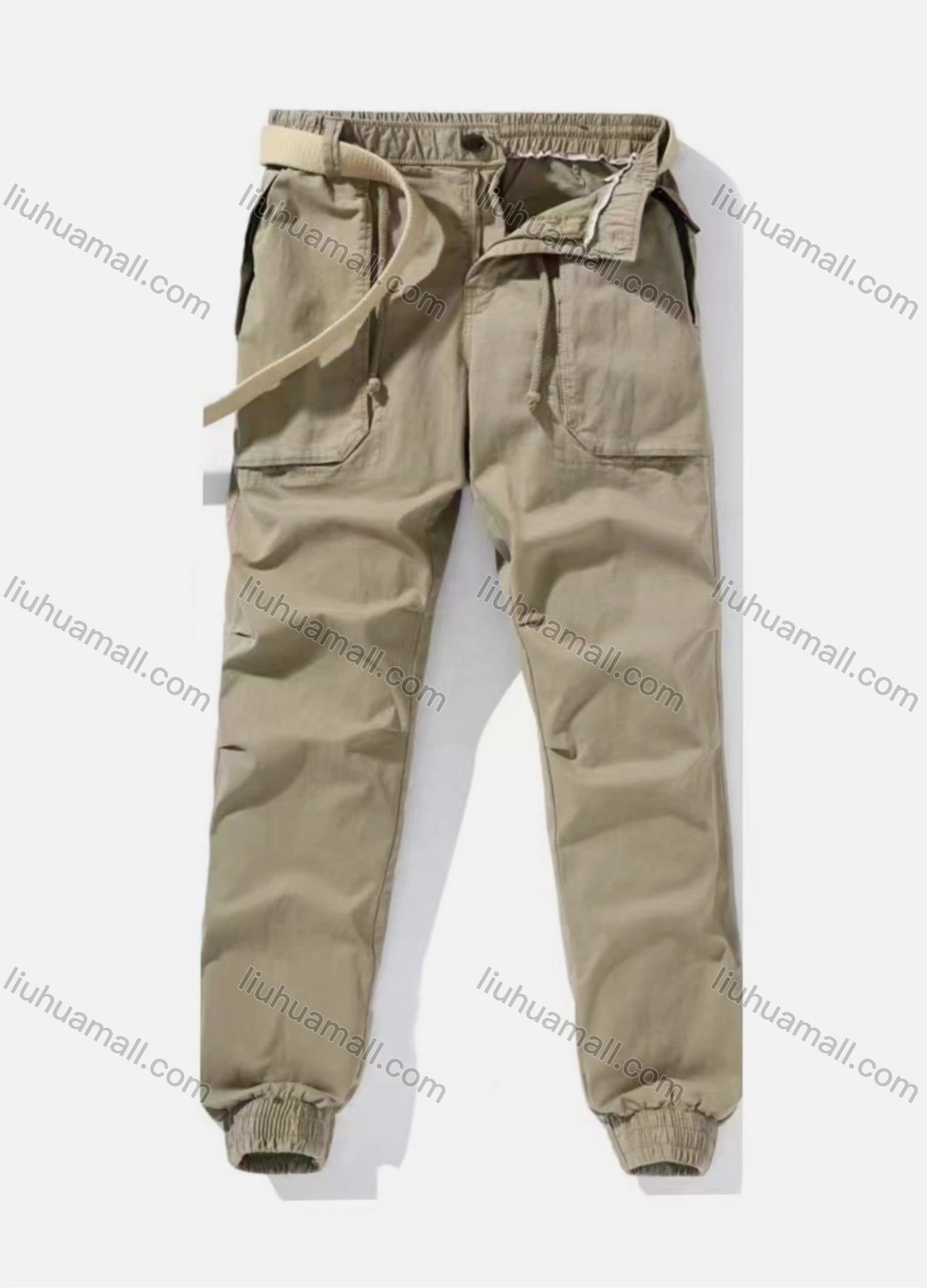 Wholesale Men's Casual Plain Stright Leg Ankle Length Drawstring Joggers - Liuhuamall