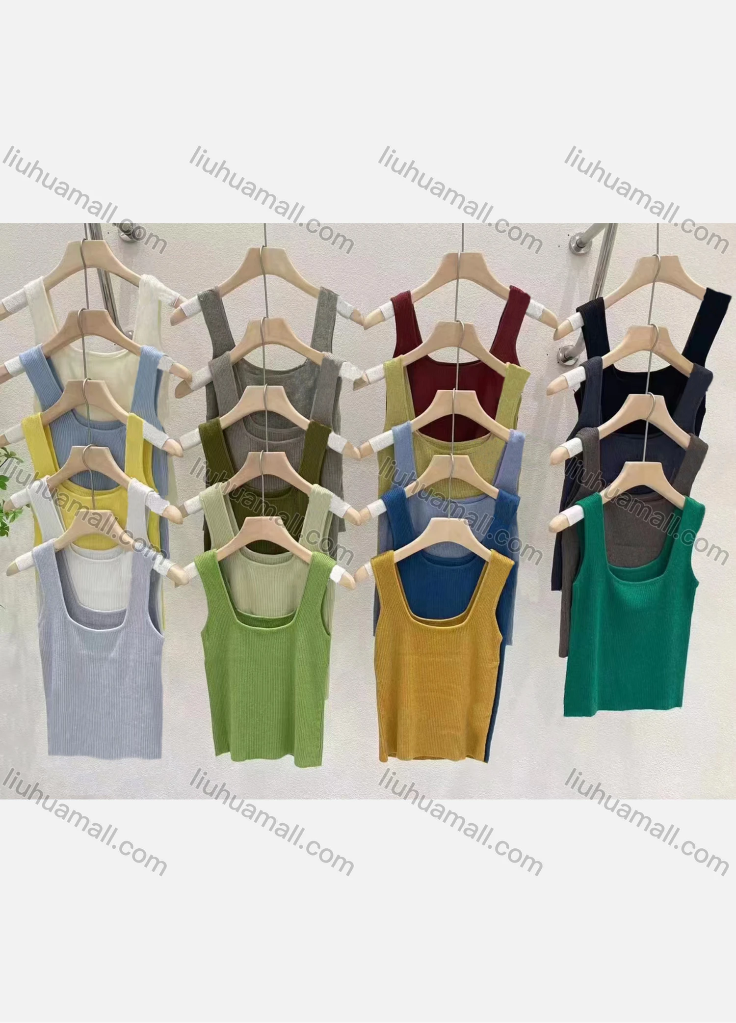 Wholesale Women's Casual Plain Crop Rib-knit Tank Top - Liuhuamall