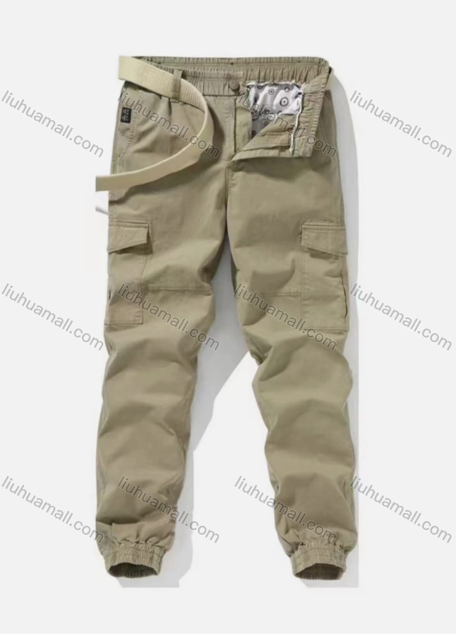 Wholesale Men's Casual Plain Ankle Length Multiple Pockets Joggers - Liuhuamall