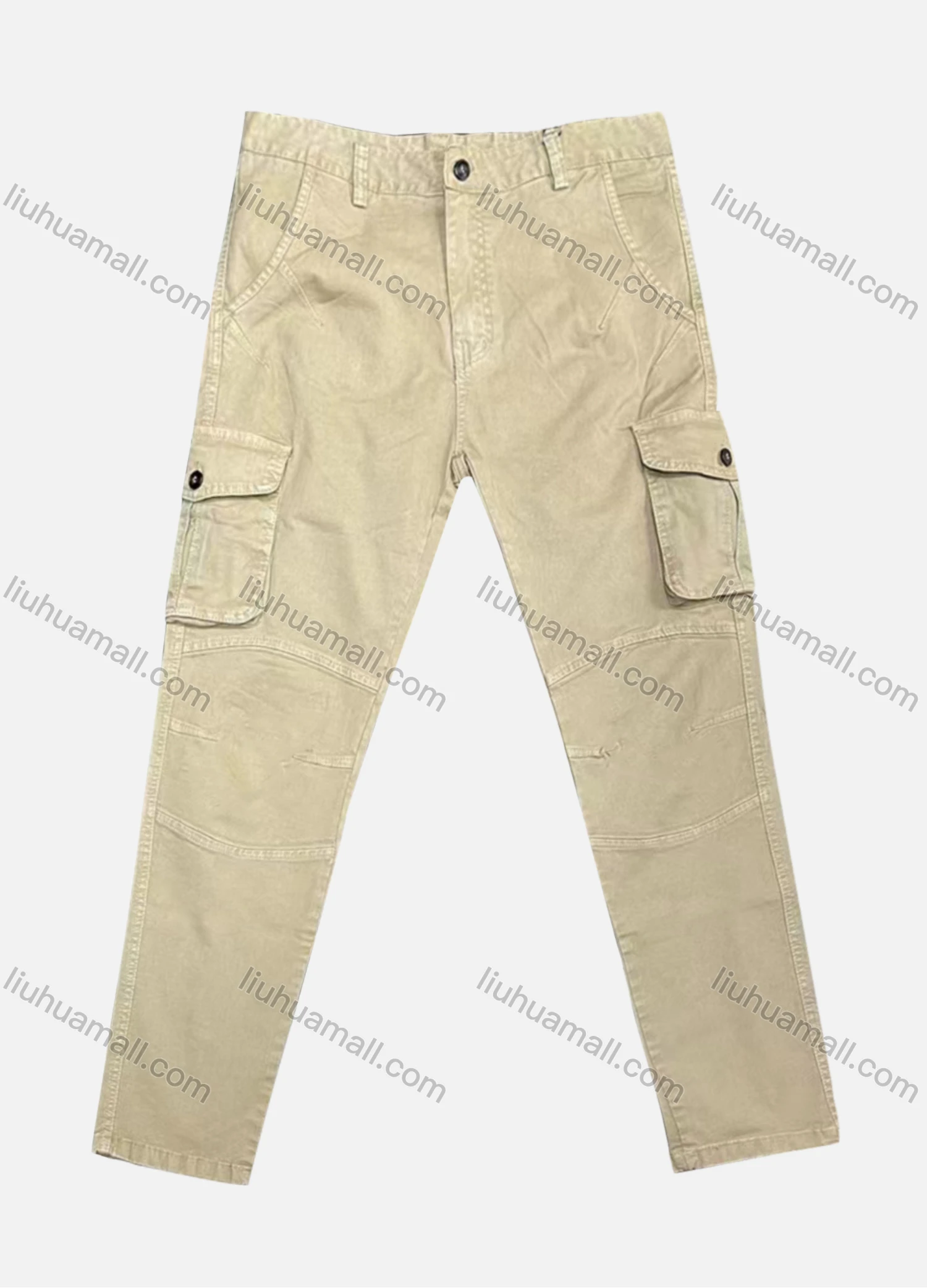 Wholesale Men's Casual Plain Straight Leg Ankle Length Cargo Pants - Liuhuamall