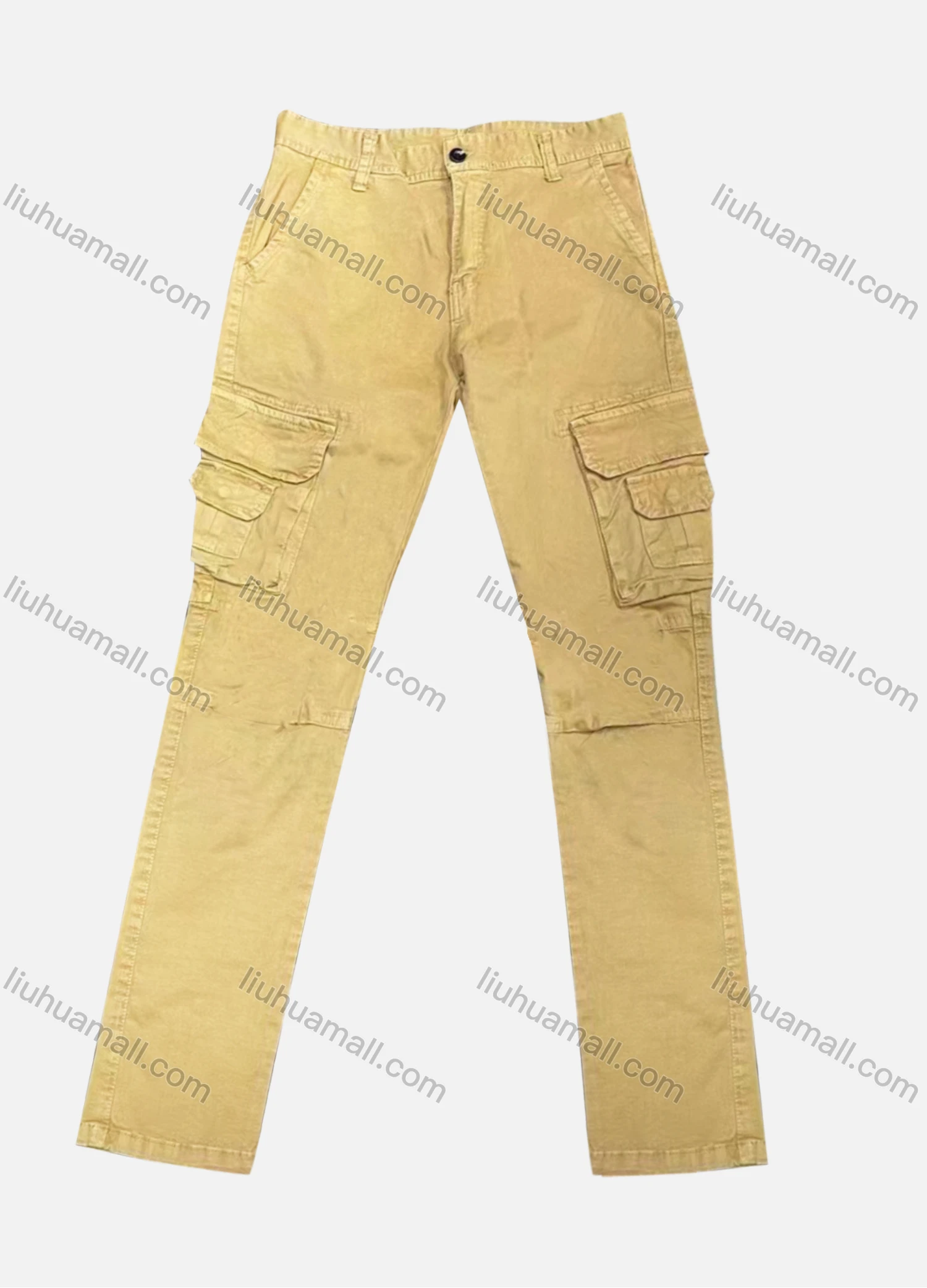 Wholesale Men's Casual Plain Straight Leg Ankle Length Cargo Pants - Liuhuamall