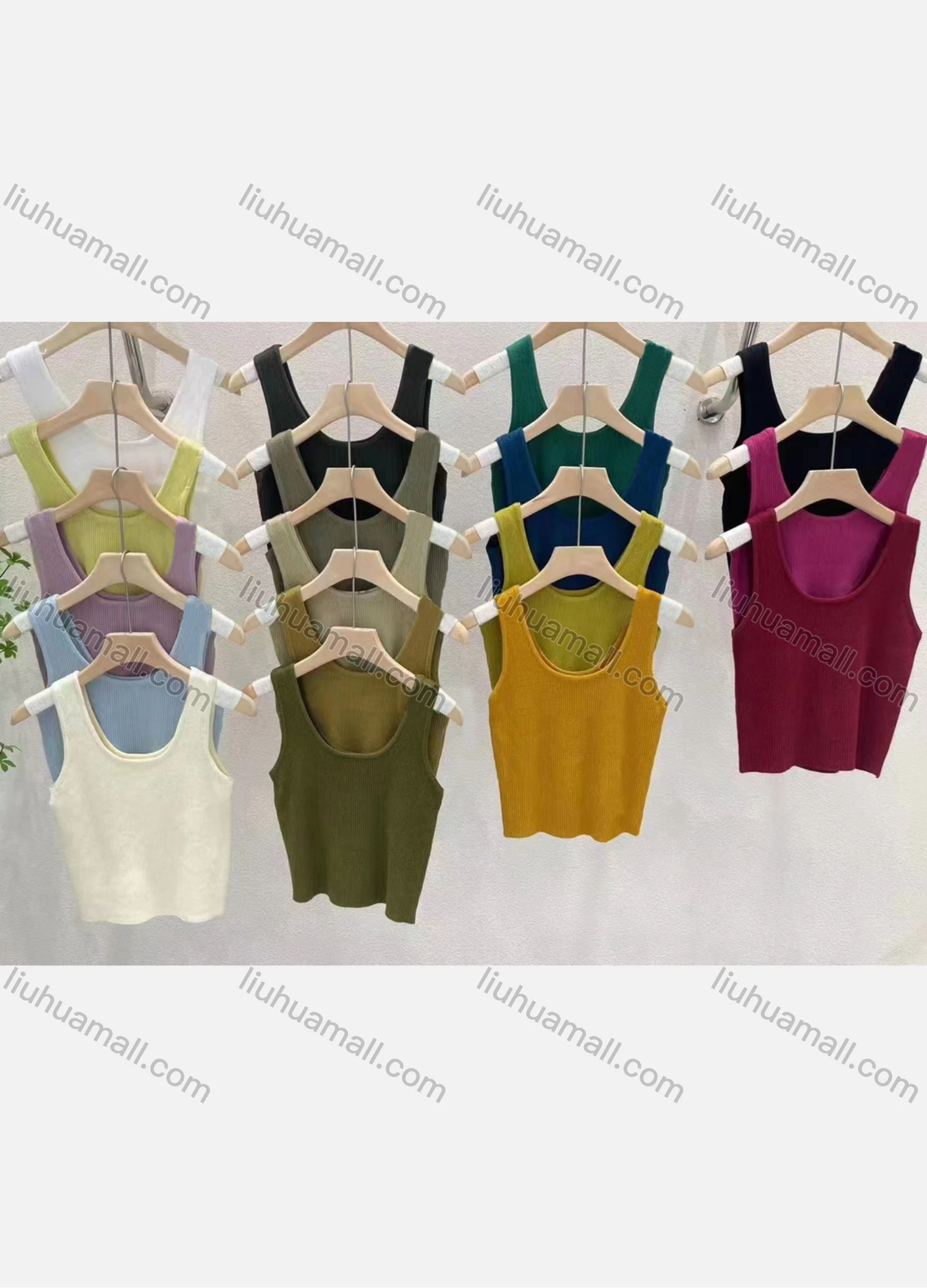 Wholesale Women's Casual Plain Crop Rib-knit Tank Top - Liuhuamall