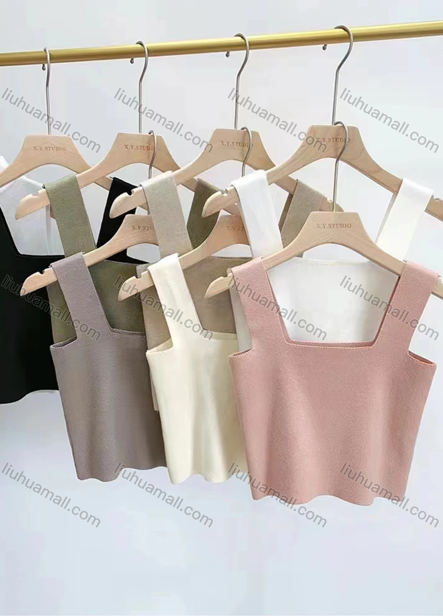 Wholesale Women's Casual Plain Crop Rib-knit Cami Top - Liuhuamall