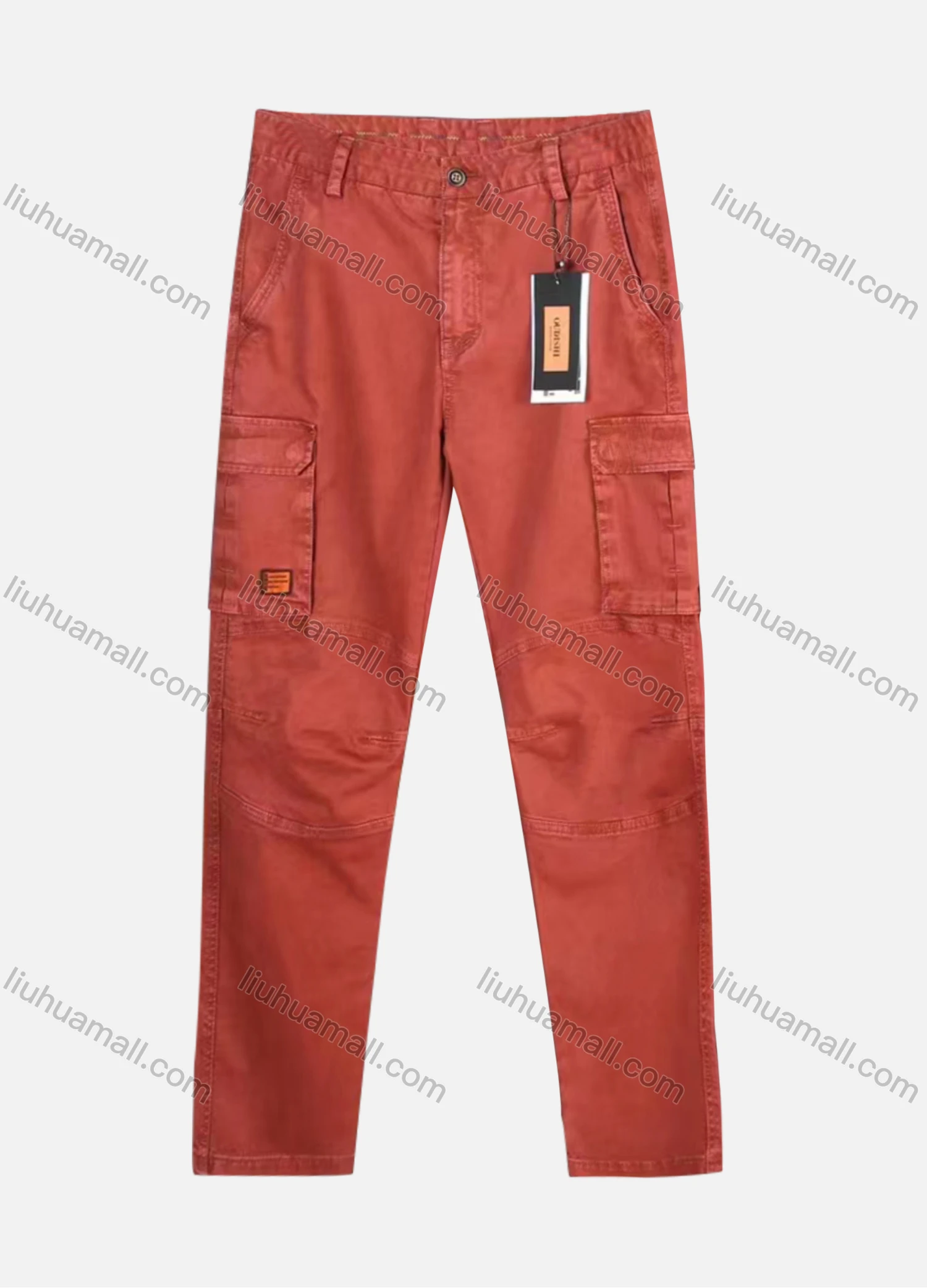 Wholesale Men's Casual Plain Straight Leg Ankle Length Cargo Pants - Liuhuamall