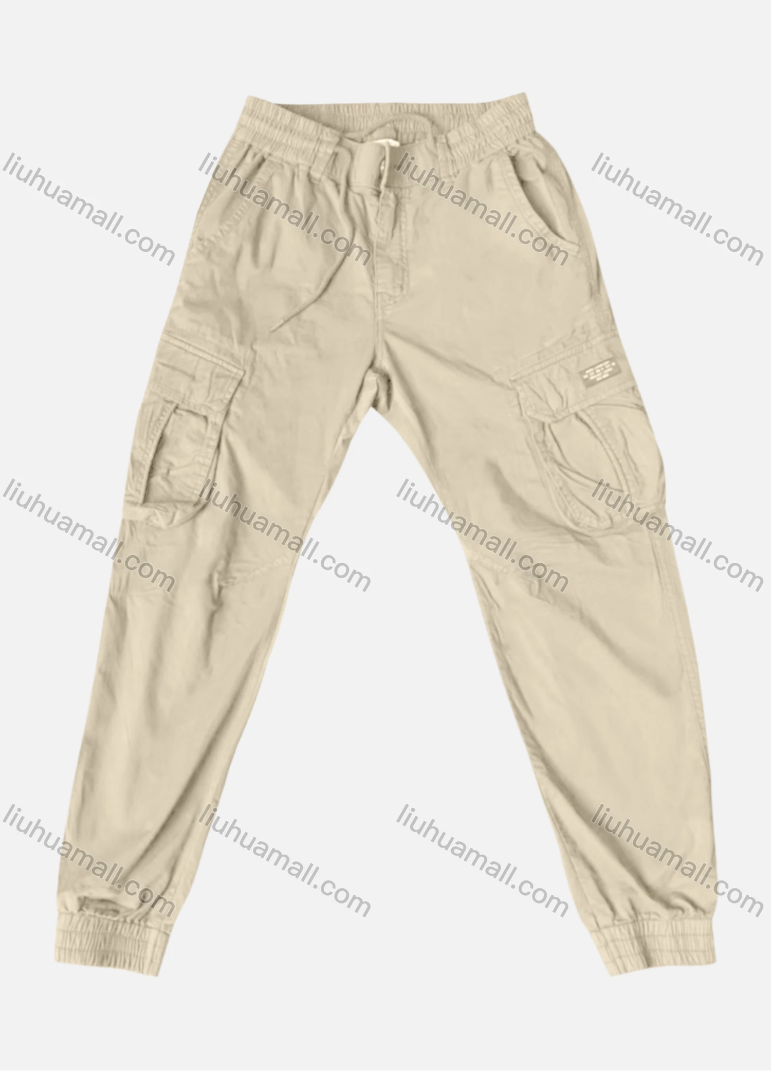 Wholesale Men's Casual Plain Ankle Length Multiple Pockets Drawstring Joggers - Liuhuamall