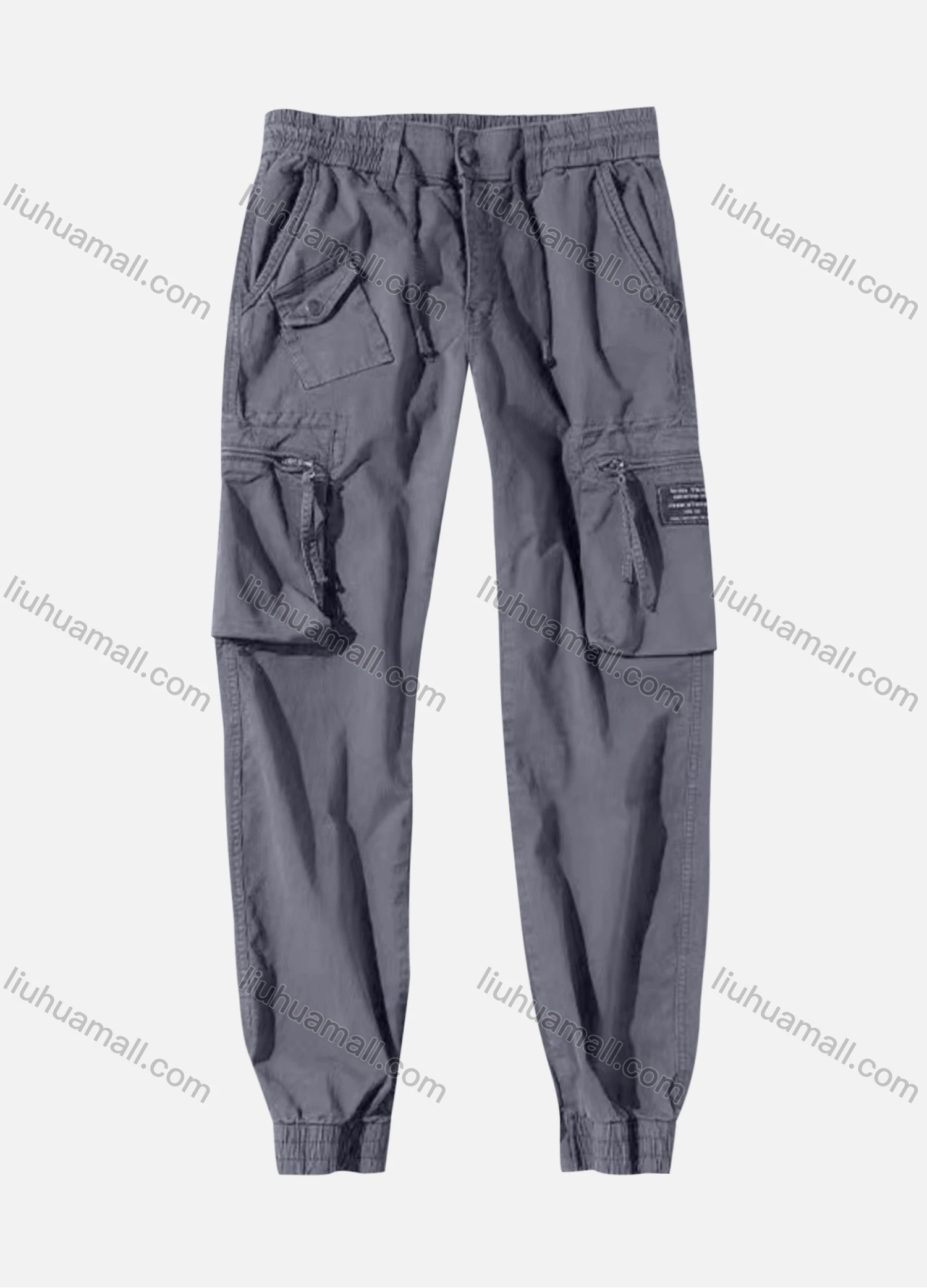 Wholesale Men's Casual Plain Ankle Length Multiple Pockets Drawstring Joggers - Liuhuamall
